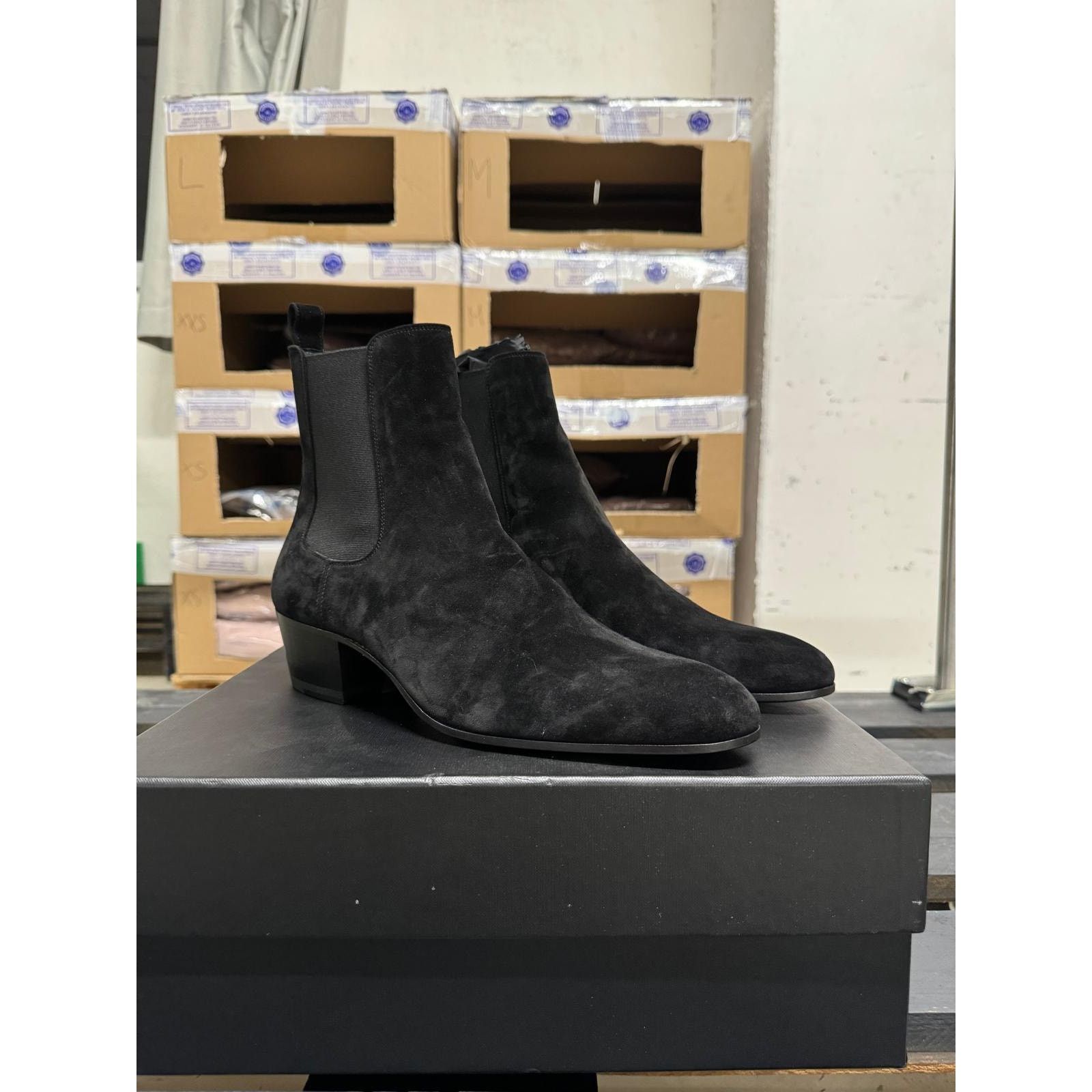 Saint Laurent Paris o1alsimx924 507708 Suede Chelsea Boots in Black Size US 12 / EU 45 - 10 Thumbnail