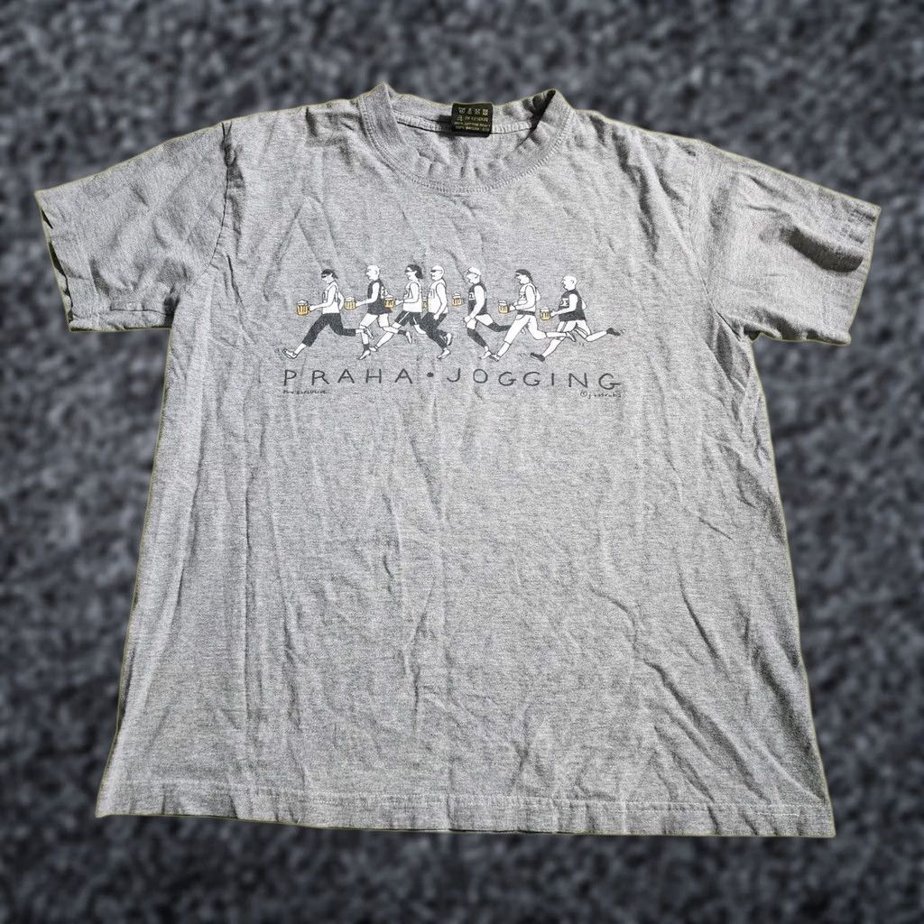 Vintage VINTAGE Franz Kafka Art Praha Handmade M 90s T-Shirt Gray Cotton Knit Short Sleeve Crew Neck Mens Graphic Print Shoes? Size US M / EU 48-50 / 2 - 1 Thumbnail