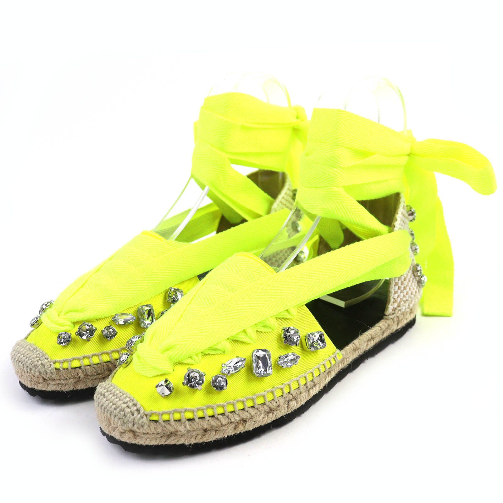 Loewe Loewe Loewe Lace-up espadrilles with jewels Sandals Natural Material Shoes DUTY FREE for USA Size ONE SIZE - 1 Thumbnail