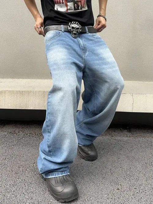Handmade × Jean Washed Baggy Denim Jeans Size US 34 / EU 50 - 4 Thumbnail