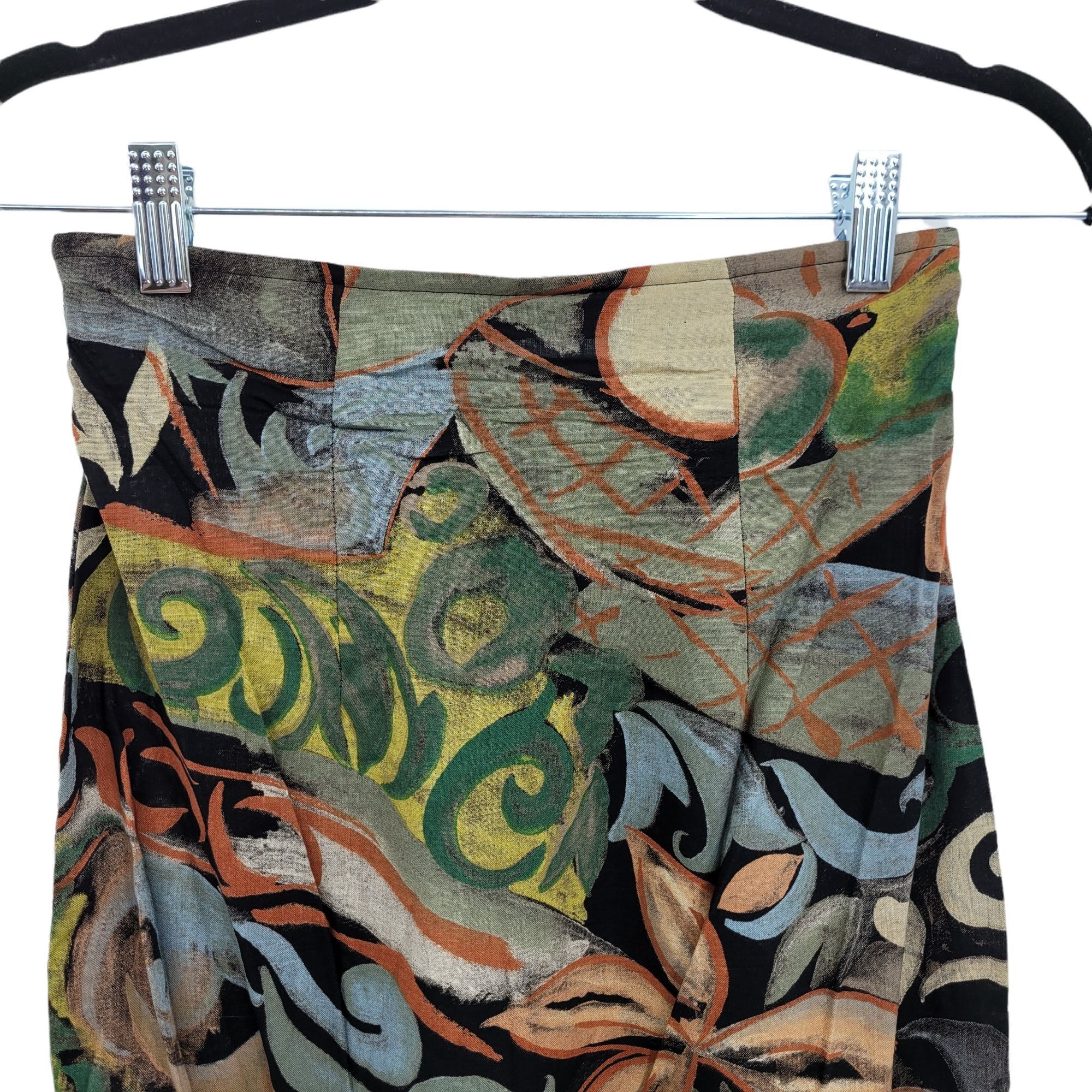 Vintage Vtg 80's Artsy Pencil Skirt Sz S Black Abstract Funky Zoot S Size 26" / US 2 / IT 38 - 8 Thumbnail