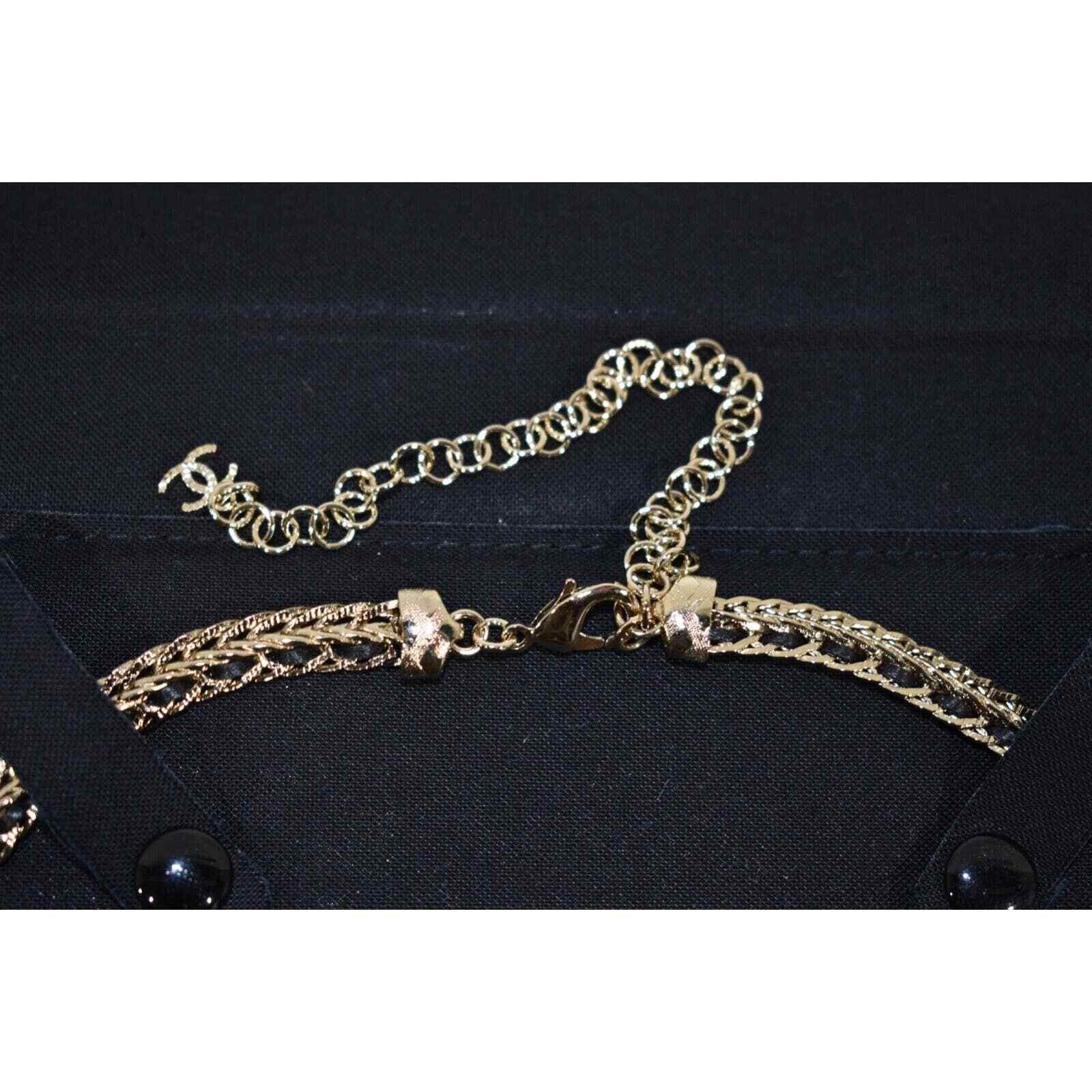 Chanel Chanel 22S Gold Metal Black Leather Pendant Choker Necklace Size ONE SIZE - 12 Thumbnail