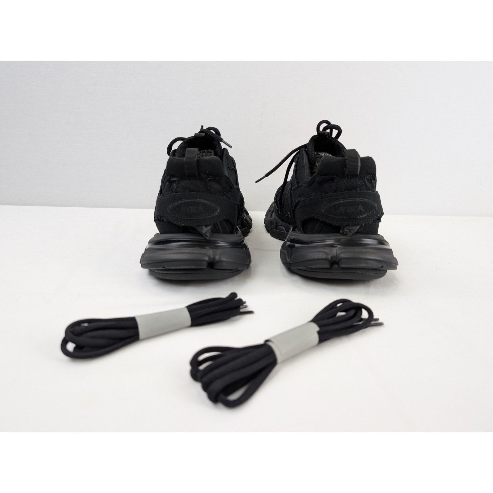 Balenciaga o1rshd1 Destroyed Canvas Track Sneakers in Black Size US 12 / EU 45 - 12 Thumbnail