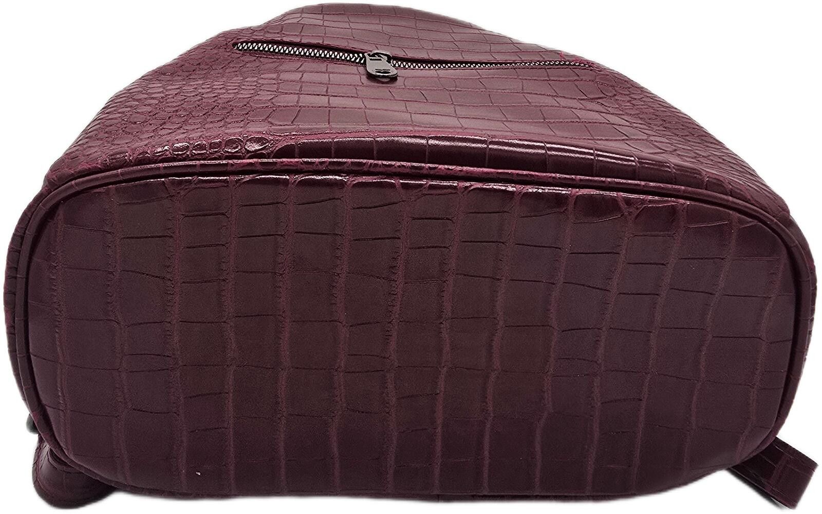 The Unbranded Brand Elegant Burgundy Faux Crocodile Leather Backpack Size ONE SIZE - 6 Thumbnail