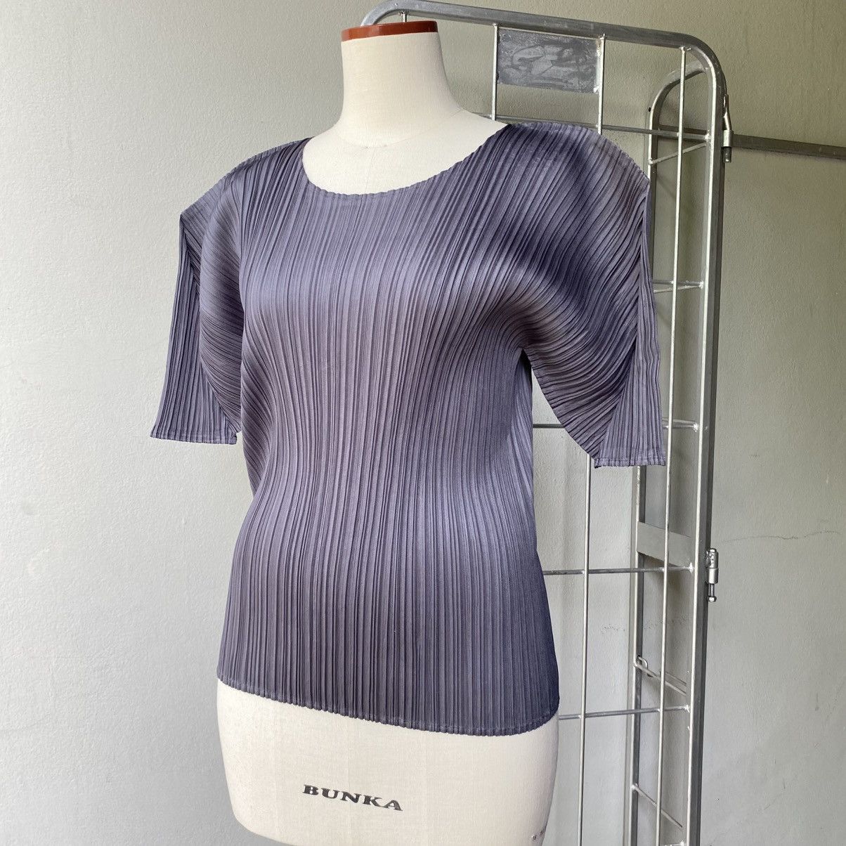 PLEATS PLEASE Charcoal Pleated Sculpted Top