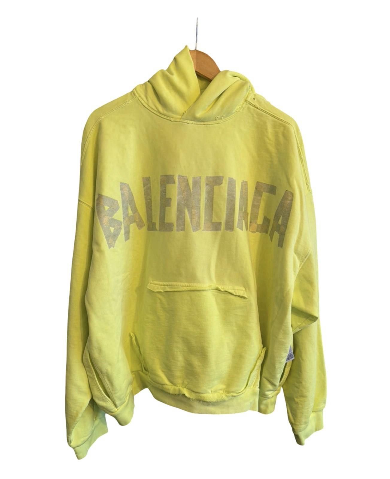 Balenciaga Balenciaga Tape Logo Hoodie Yellow XL New w/ Tags Size US XL / EU 56 / 4 - 1 Thumbnail