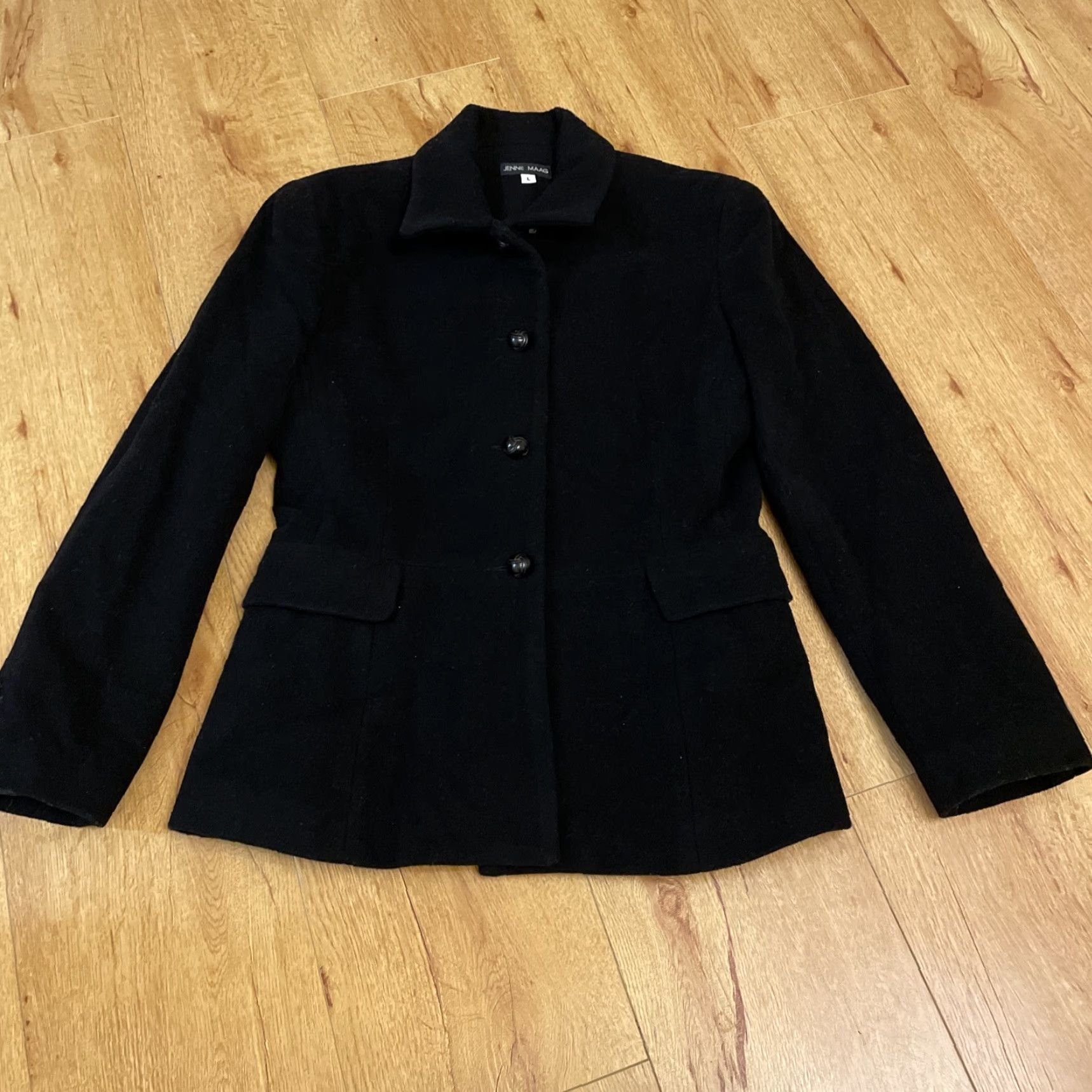 Vintage VINTAGE Jenne Maag Black Wool Collar Button Down Long Sleeve Jacket Pea Coat L Womens Size L / US 10 / IT 46 - 2 Thumbnail
