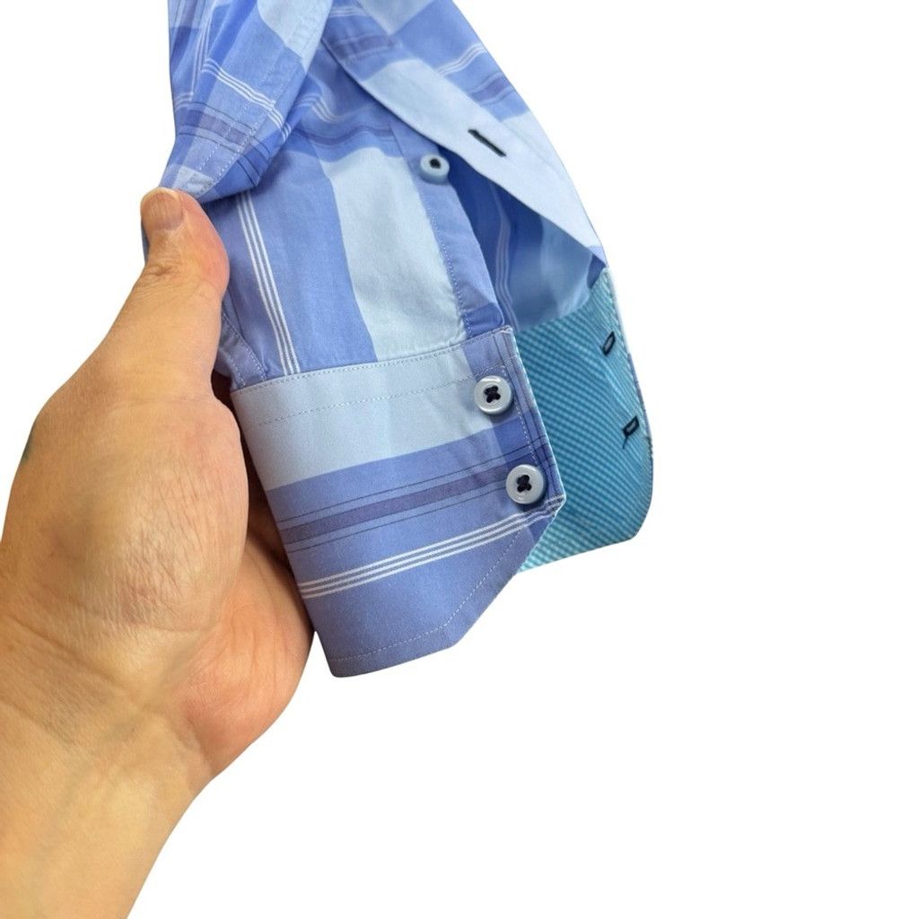 Thomas Dean NWOT THOMAS DEAN Men's Blue Plaid Thin Dress Shirt Size XL Size US XL / EU 56 / 4 - 4 Thumbnail