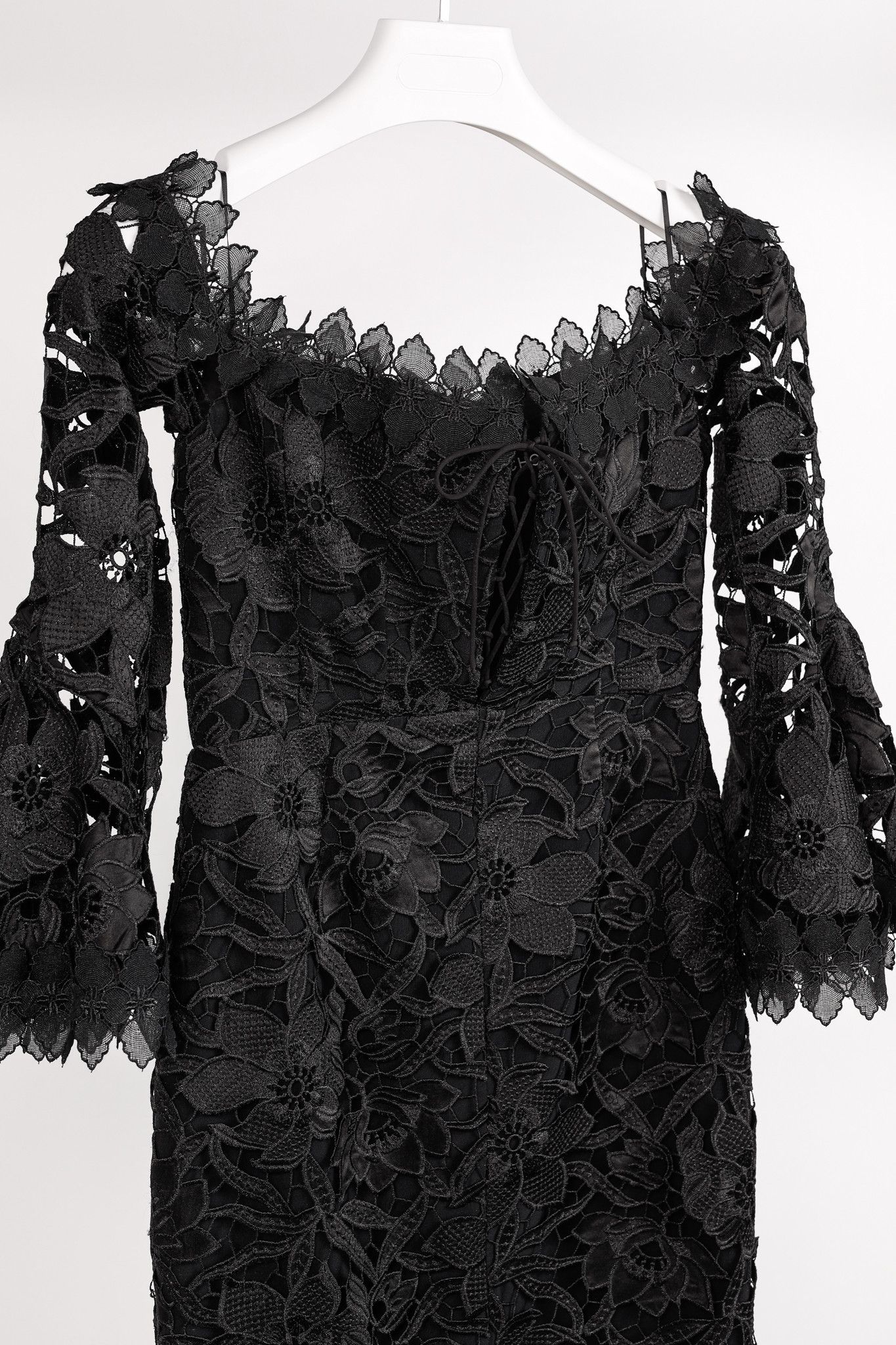NICHOLAS Nicholas Botanical Lace Lace-Up Off-Shoulder Cocktail Dress Size S / US 4 / IT 40 - 3 Thumbnail