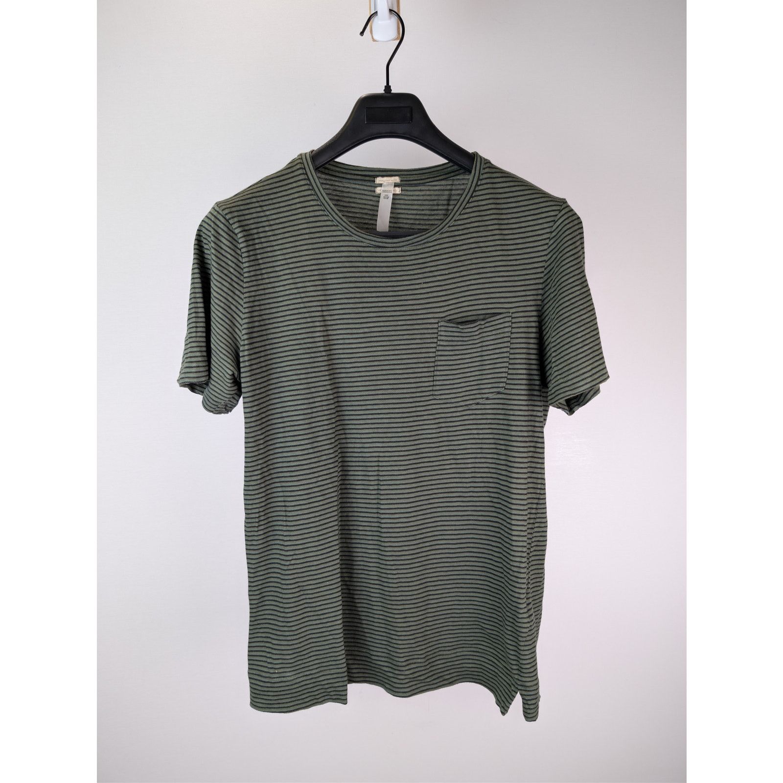 Massimo Alba o1rshd1 CC20 Striped Cotton T-Shirt with Chest Pocket Olive Size US S / EU 44-46 / 1 - 8 Thumbnail