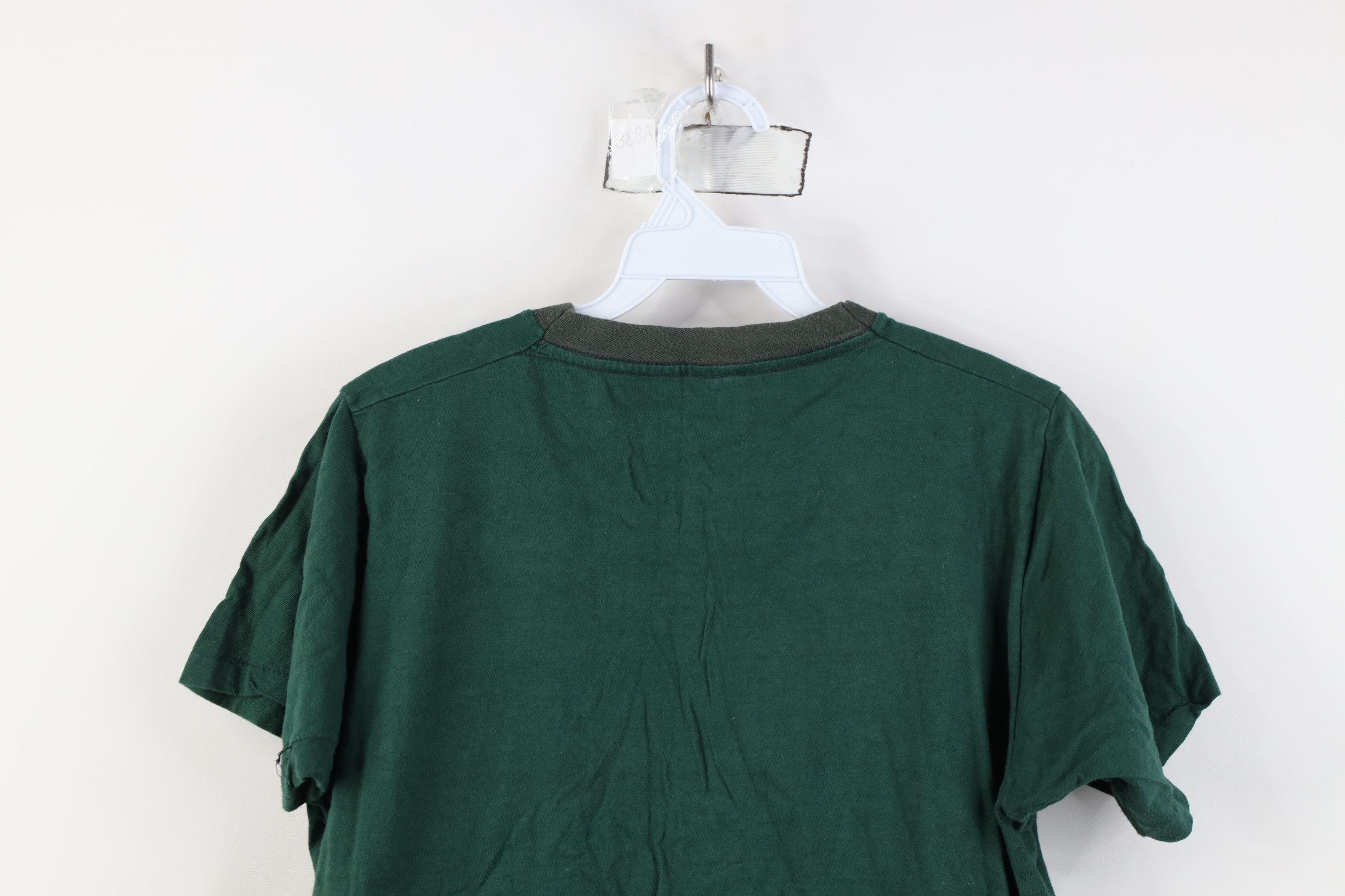 Vintage Vintage 70s Streetwear Blank Ringer T-Shirt Green Cotton USA Size US L / EU 52-54 / 3 - 13 Thumbnail