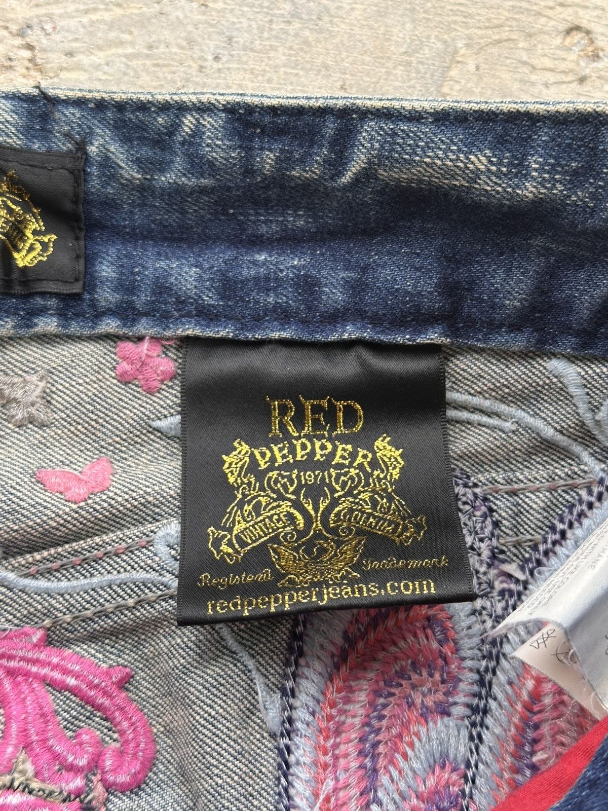 Japanese Brand Red Pepper Butterfly Flare Jeans Size 29" - 9 Thumbnail