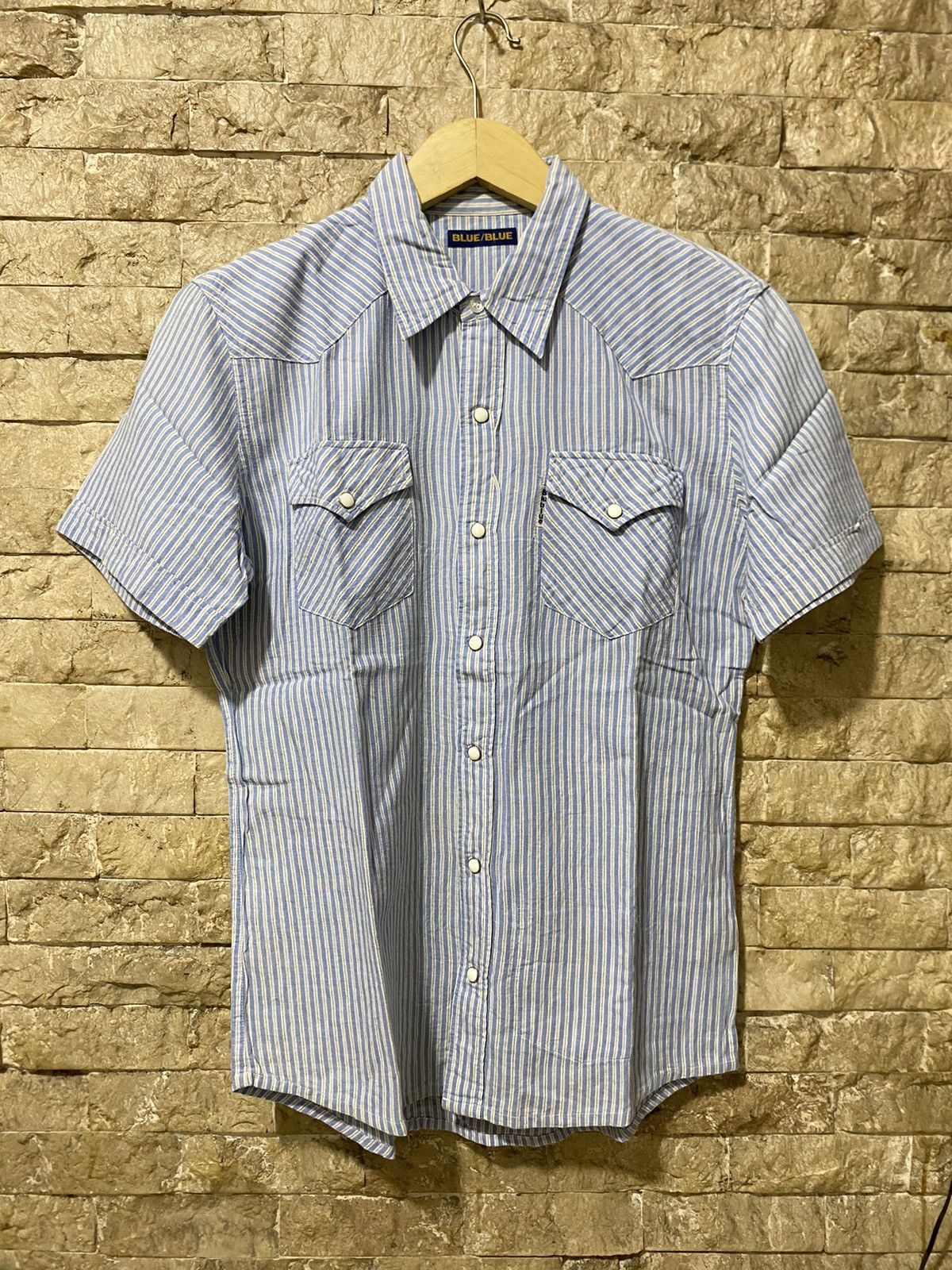 Blue Blue Japan × Japanese Brand × Vintage Blue Blue Japan Hickory Shirt Size US M / EU 48-50 / 2 - 1 Thumbnail