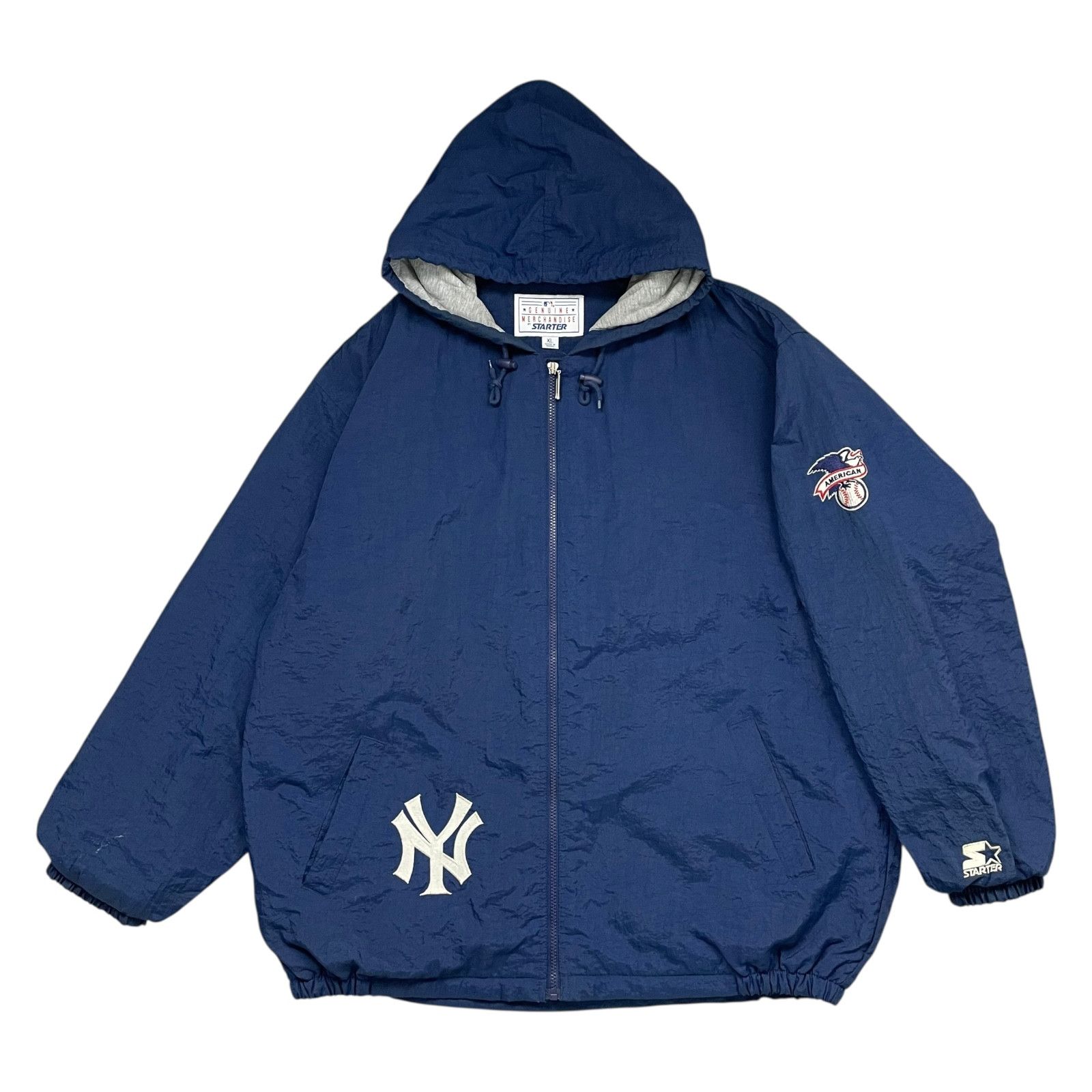 MLB VTG 90s NEW YORK YANKEES HOODED STARTER QUILT LINING JACKET Size US XL / EU 56 / 4 - 2 Thumbnail
