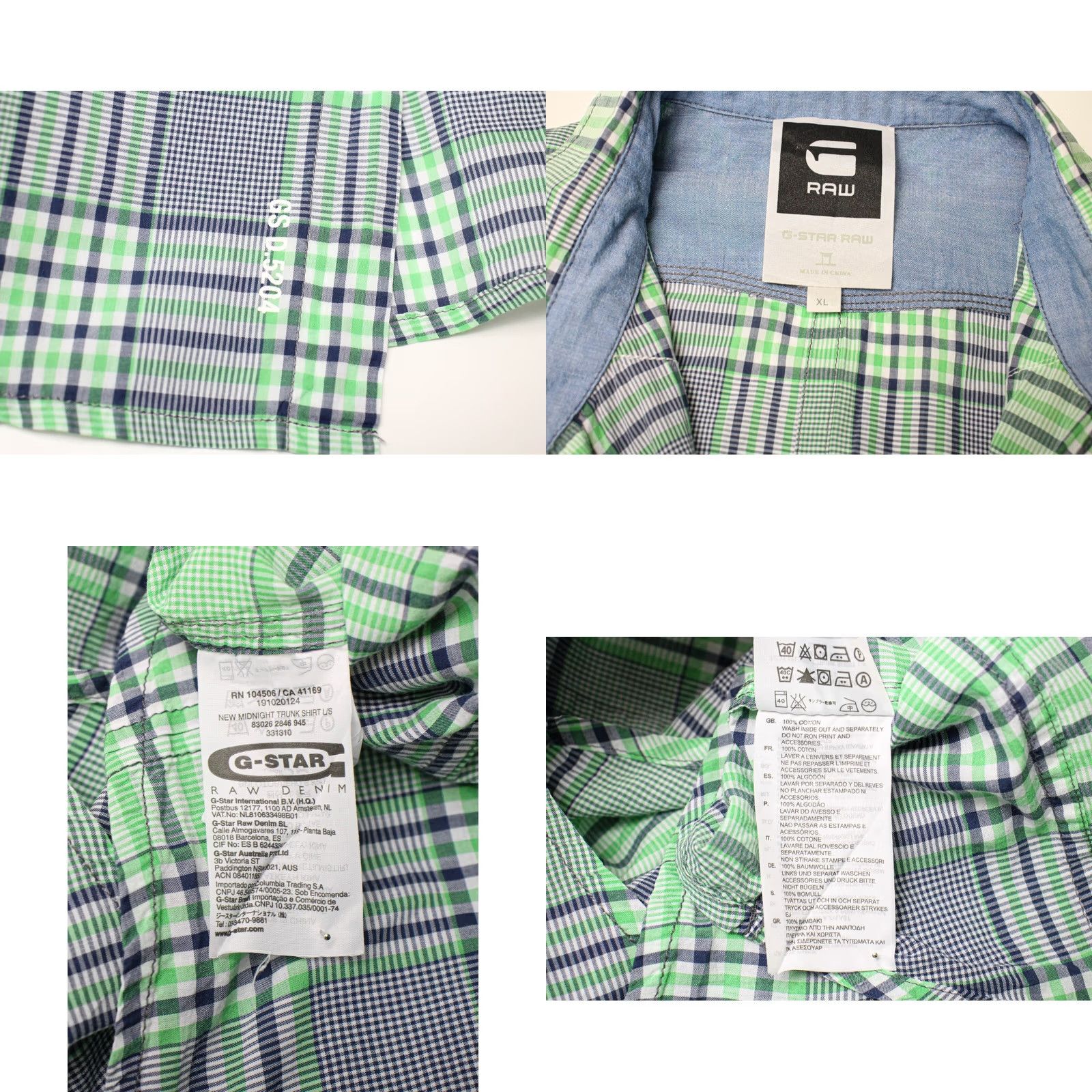 G-Star G-STAR Shirt Men's XL Green Plaid New Midnight Trunk Snaps Pockets Logo Size US XL / EU 56 / 4 - 8 Thumbnail