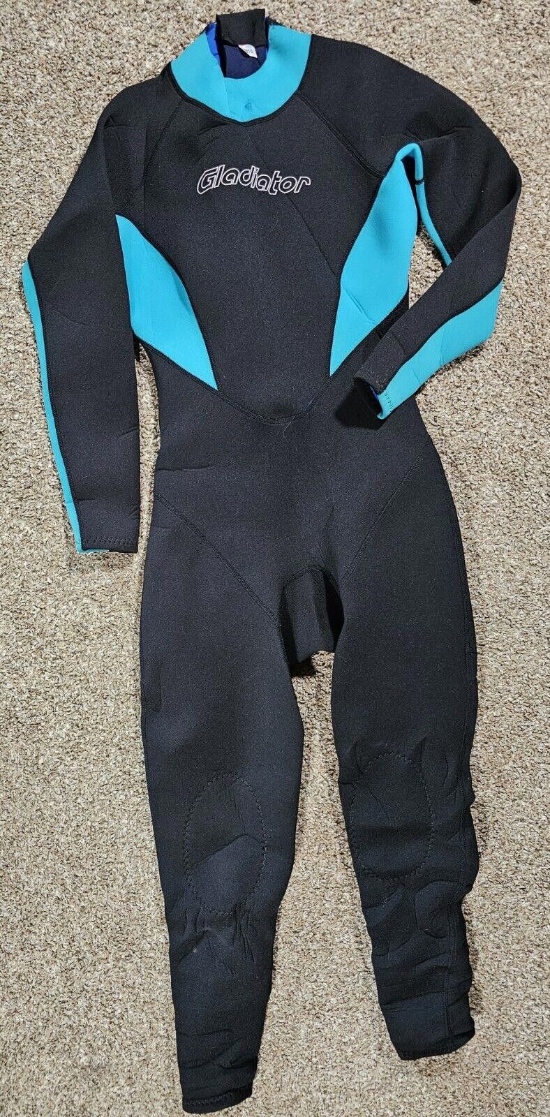 Designer Gladiator Black Blue Full Body Wetsuit Sz 10 Zip USA Made Size ONE SIZE - 1 Thumbnail