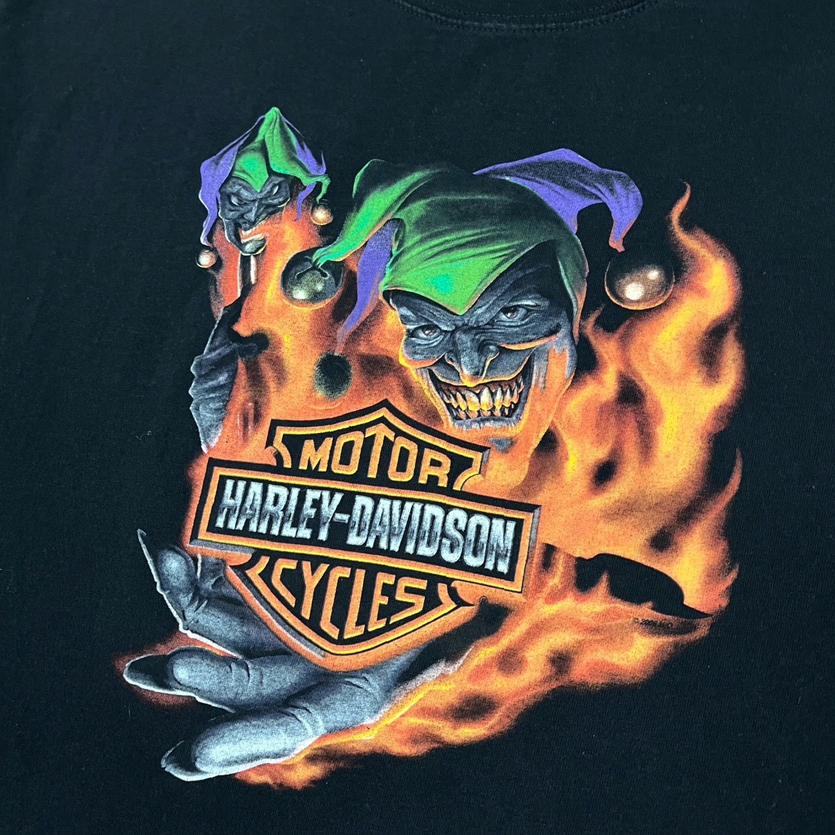 Harley Davidson Harley-Davidson Shirt Mens Large Black Jester Joker Flames Graphic 2006 Y2K Shirt Size US L / EU 52-54 / 3 - 2 Thumbnail