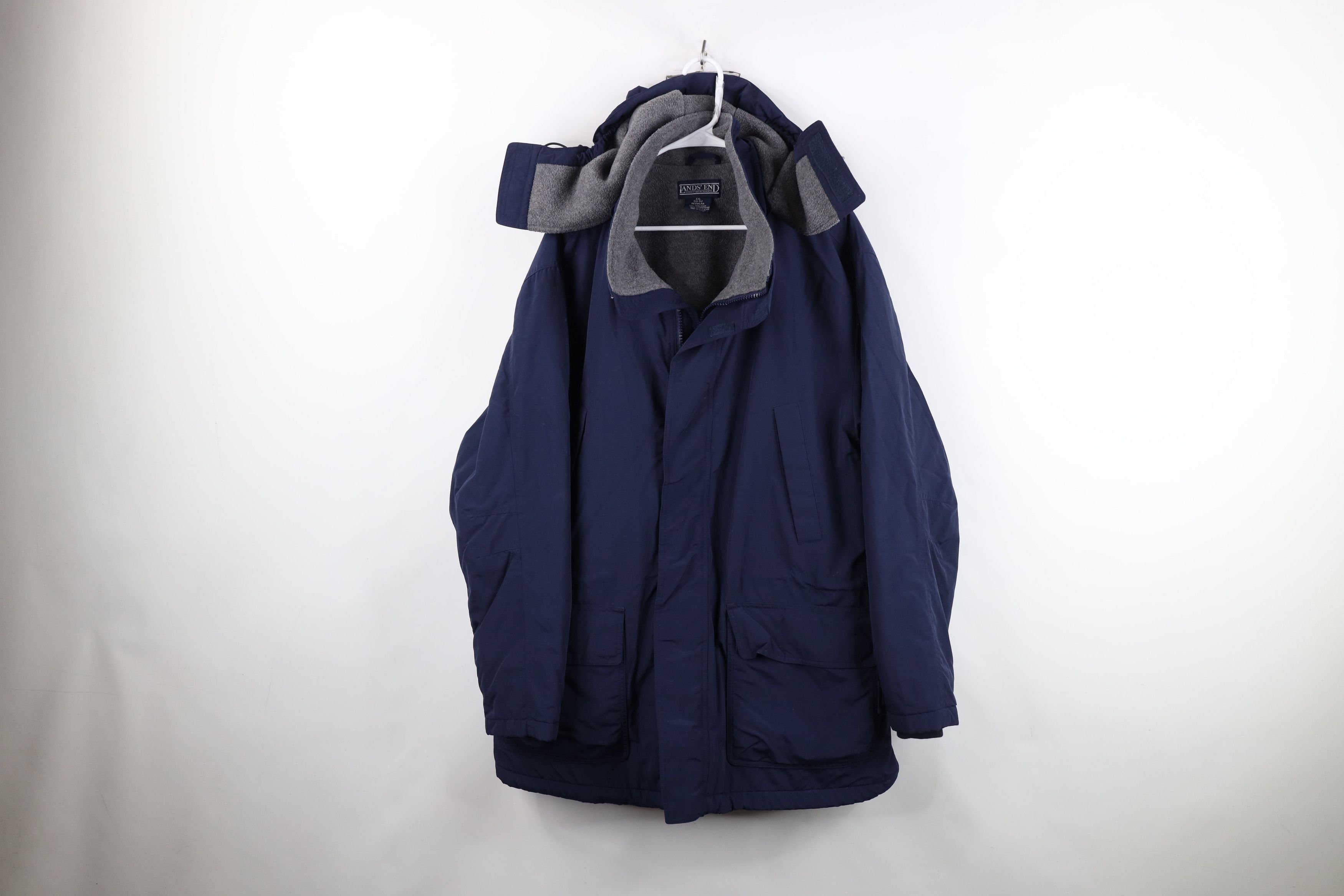 Lands' End Vintage 90s Lands End Fleece Lined Hooded Parka Jacket Blue Size US XXL / EU 58 / 5 - 1 Thumbnail