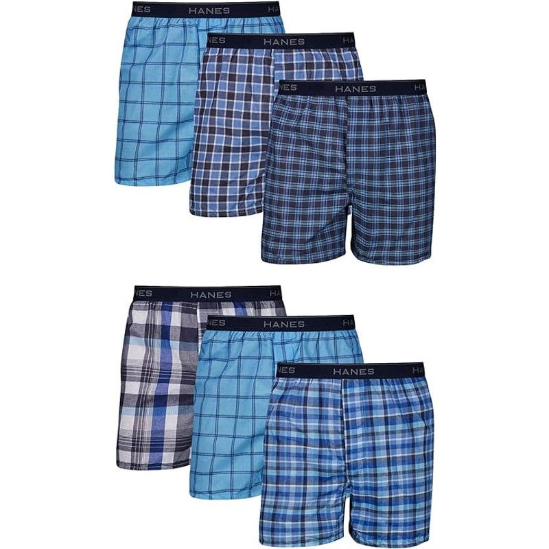 Hanes New 6-Pack Hanes Men Medium Waistband Boxer Underwear Size ONE SIZE - 1 Thumbnail