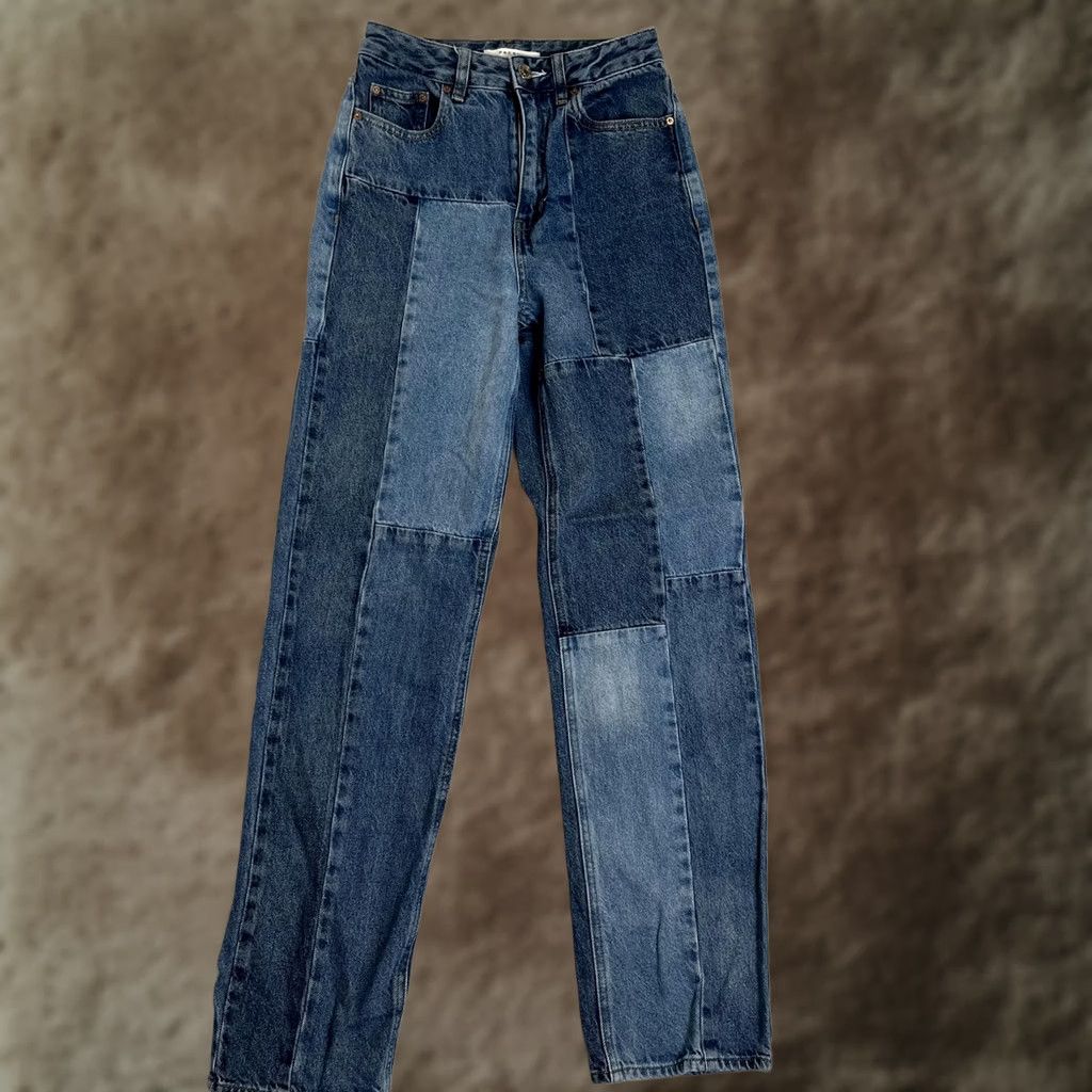 Pacsun PacSun 90s Boyfriend Patchwork Jeans Juniors 25 Blue Medium Wash Relaxed Denim Jeans Size 42" / US 20 - 1 Thumbnail