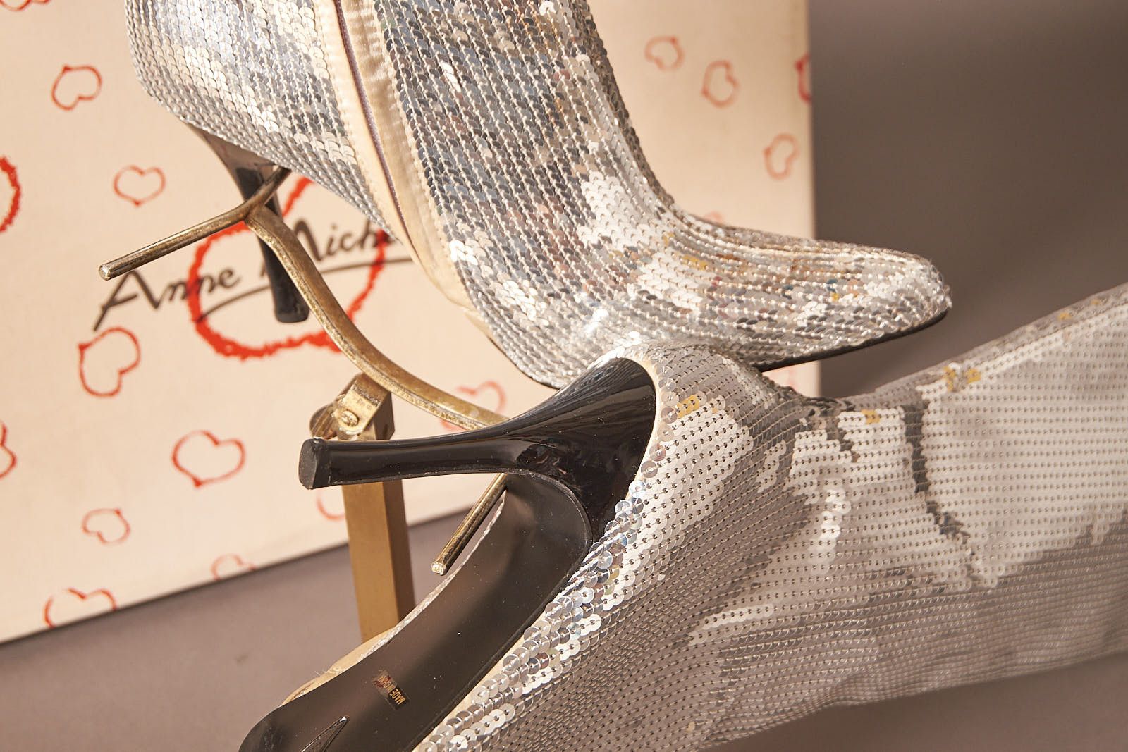 Other 90s Silver Sequin Knee High ZipUp Heeled Boots Size US 8.5 / IT 38.5 - 7 Thumbnail