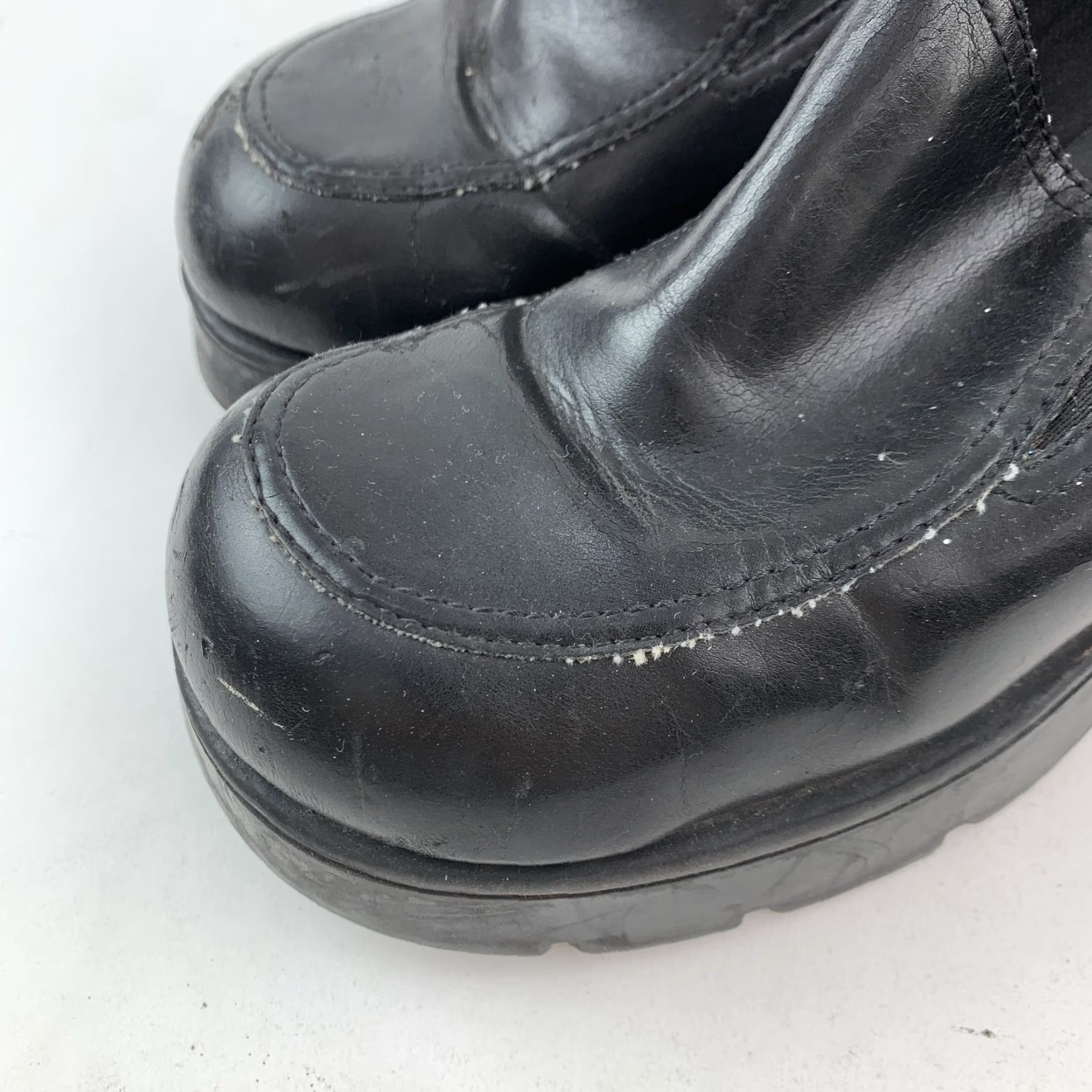 Vintage VINTAGE First Kiss Leather Platform Loafers Women Read First Kiss Black Slip-On 7.5 Round Toe Platform Chunky Heel 3.5in Y2K Grunge 90s Vintage Womens Size US 8 / IT 38 - 3 Thumbnail