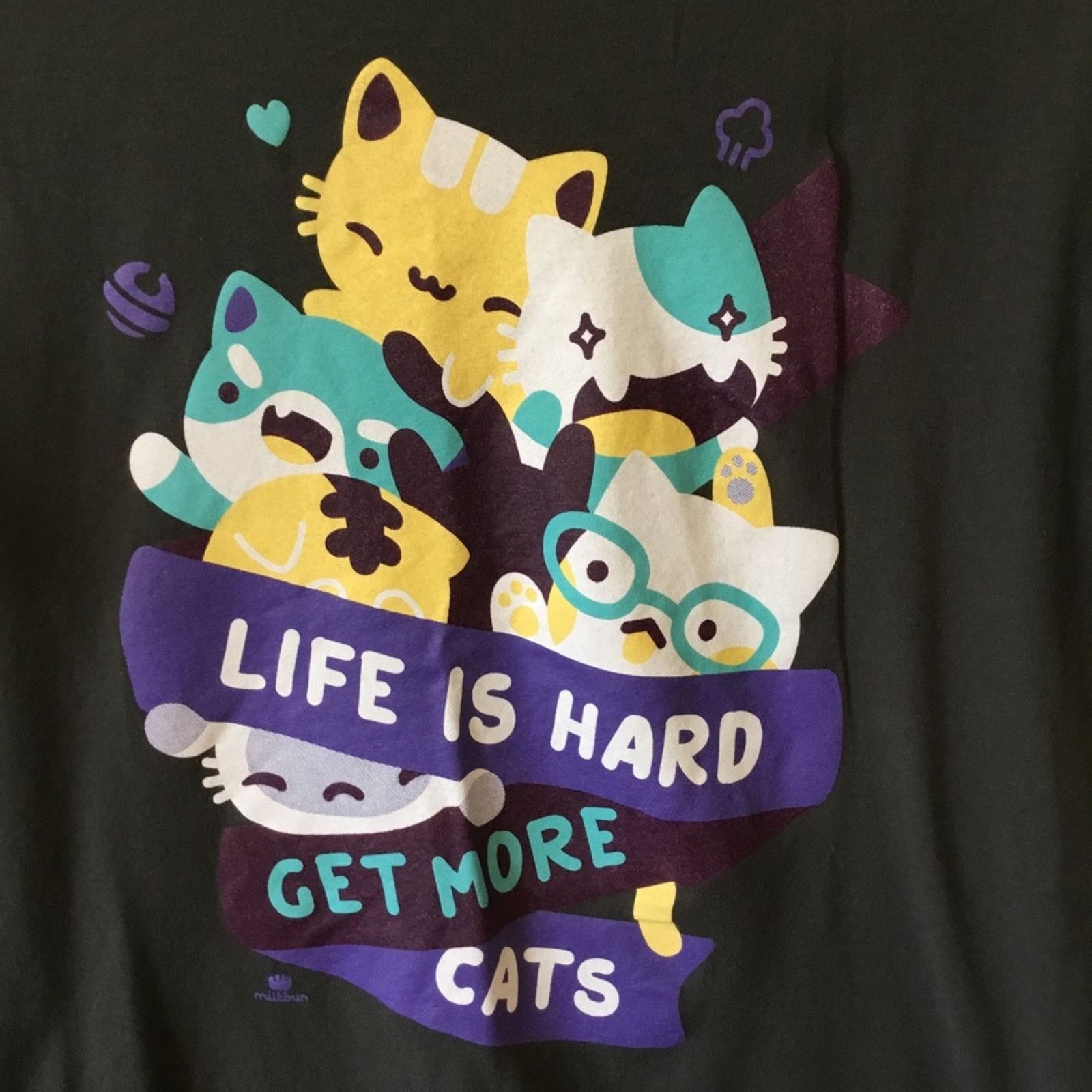 Tultex Tultex 202 Olive Green Cute Cats Design T-Shirt Size M / US 6-8 / IT 42-44 - 3 Thumbnail