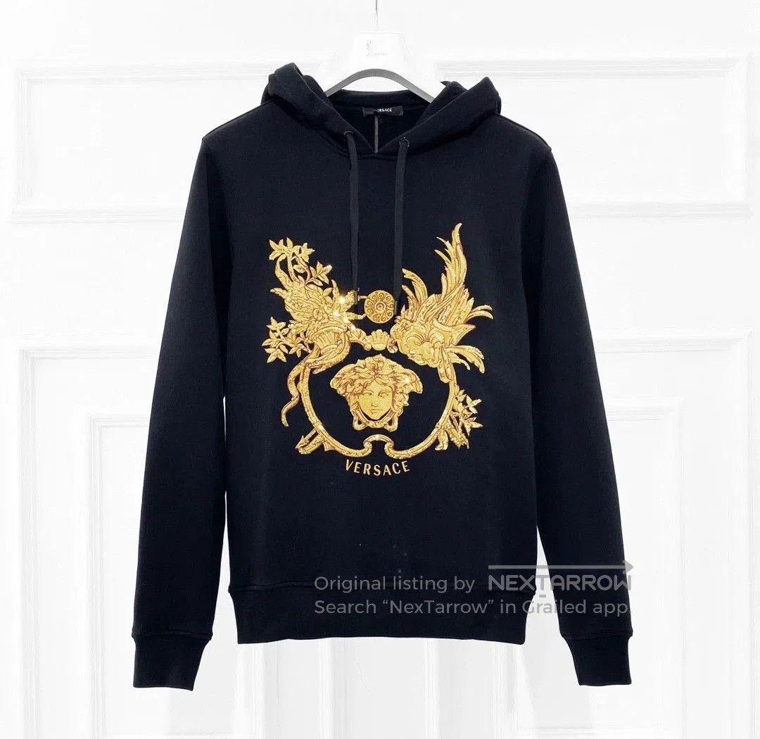 Versace versace black embroidered hoodie with crystals. Size US M / EU 48-50 / 2 - 1 Thumbnail