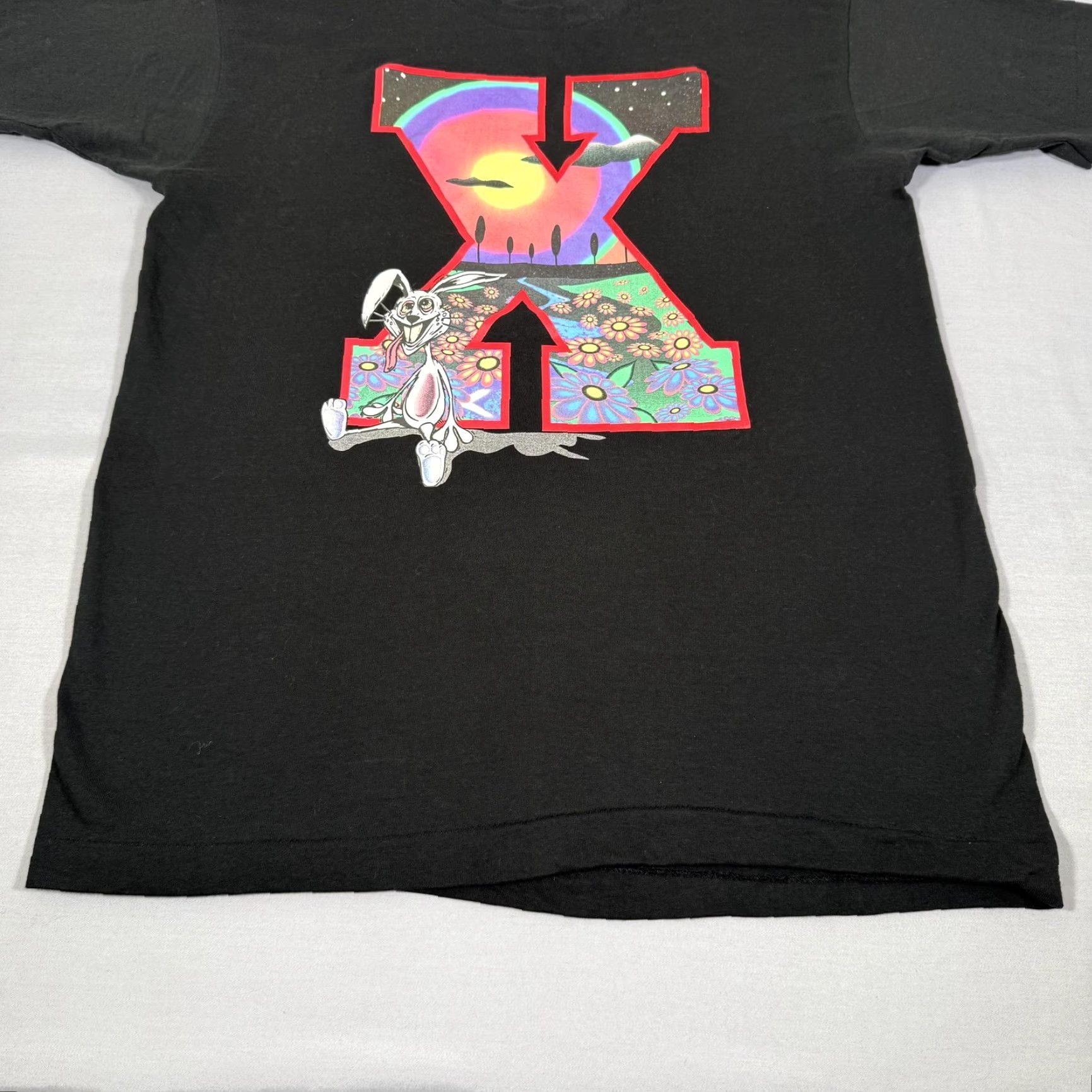 Fruit Of The Loom VINTAGE Dog Eat Dog Shirt Mens Large Black X Rabbit Psychedelic Band Tee 90s Size US L / EU 52-54 / 3 - 4 Thumbnail