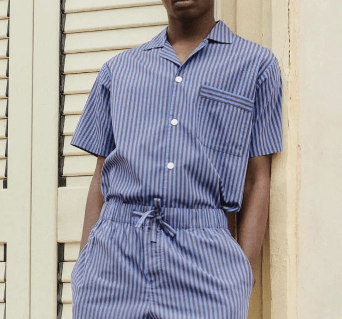 Tekla TEKLA Verneuil Stripes Poplin SS button down pajama shirt Size M / US 6-8 / IT 42-44 - 3 Thumbnail