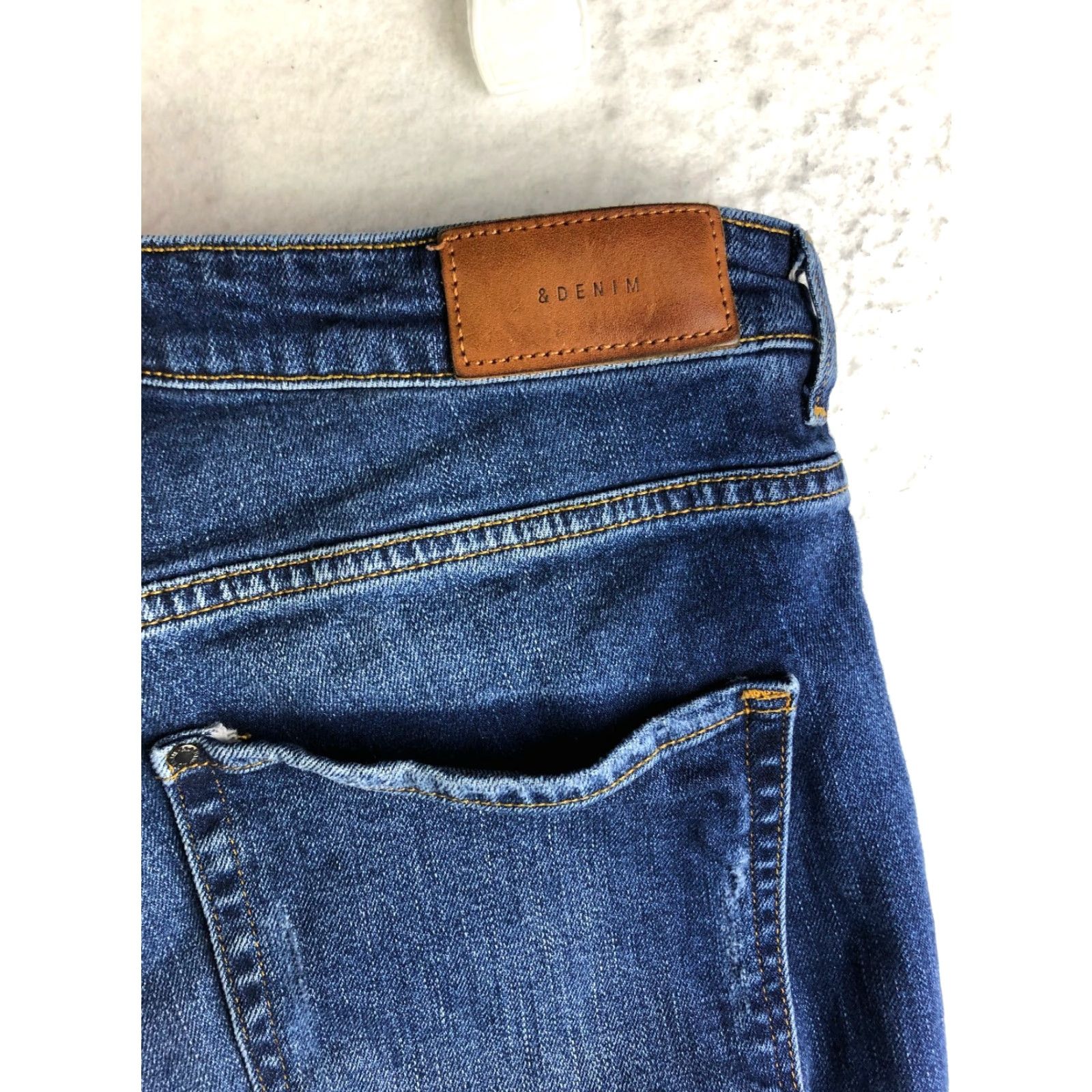 Denime &Denim Mens Size 32 Skinny High Rise Distressed Dark Wash Blue Denim Jeans Jeans Men's Blue 90s Theme? Size US 32 / EU 48 - 6 Thumbnail