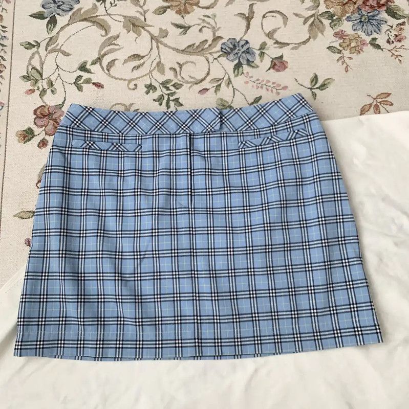 Burberry Burberry Blue Cotton Plaid Skirt for Women Size 28" / US 6 / IT 42 - 1 Thumbnail
