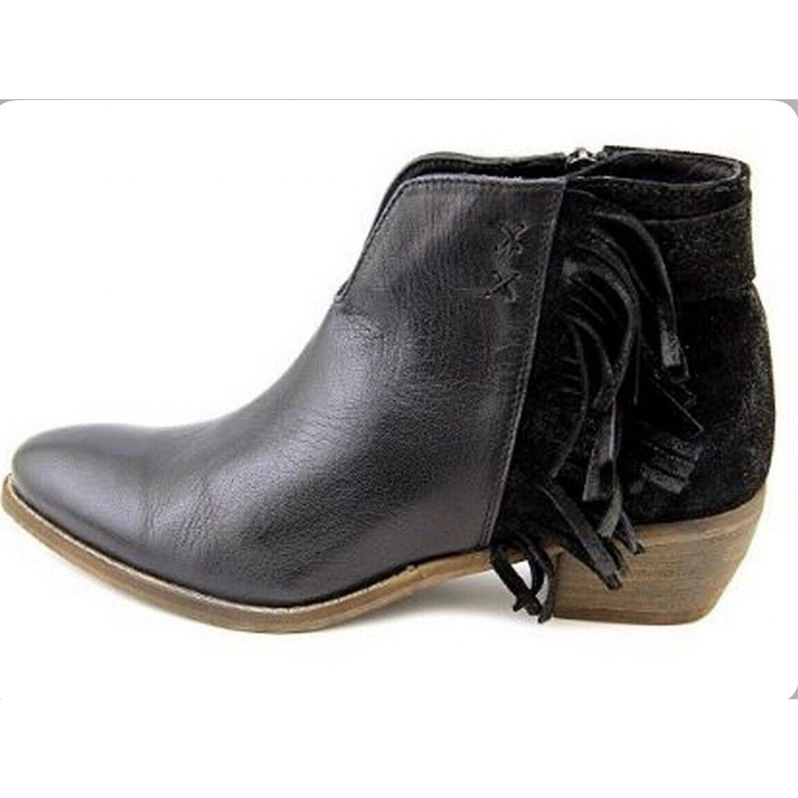 Diba True Diba Pony Up Black Leather Fringe Ankle Boots Women's 9.5 Size US 9.5 / IT 39.5 - 1 Thumbnail