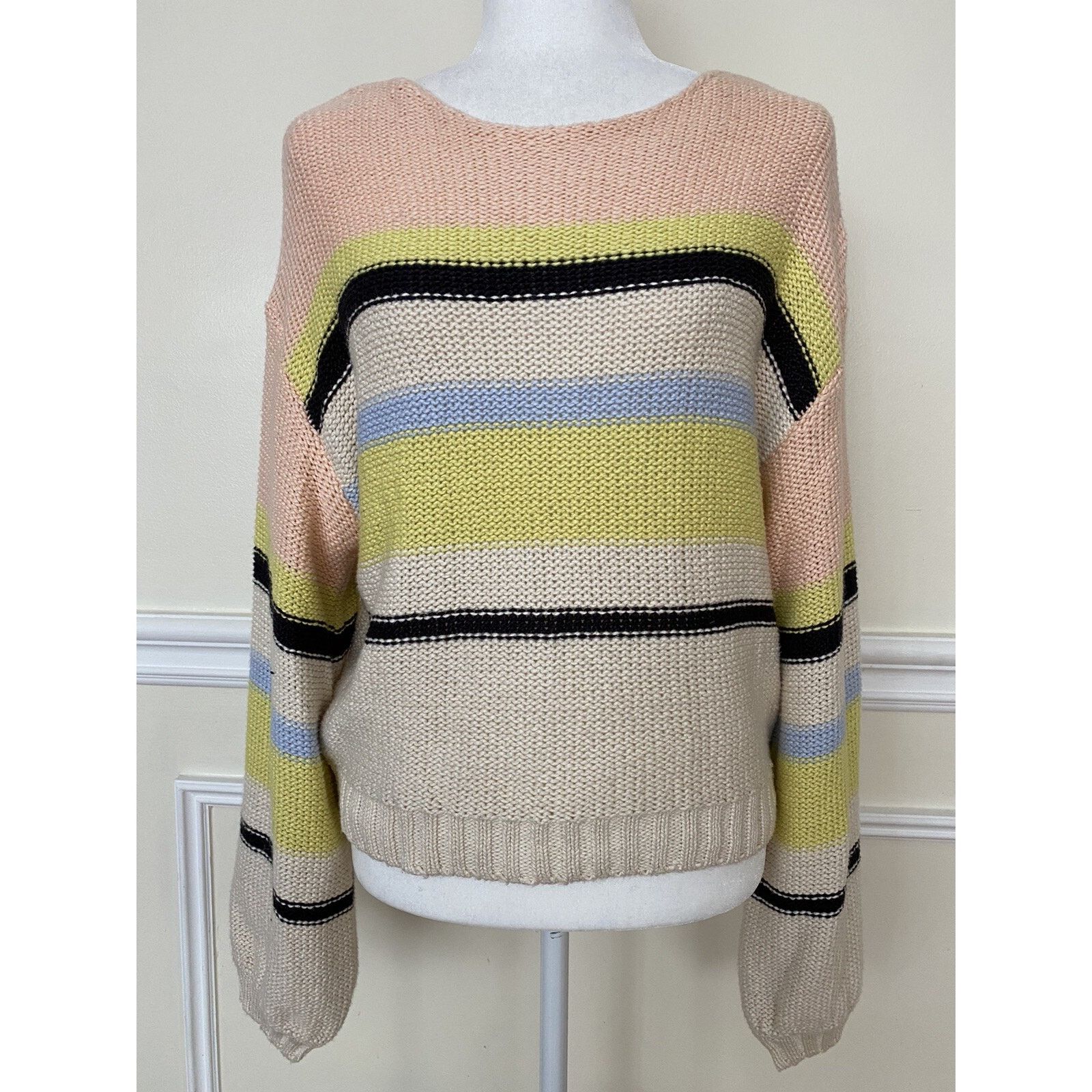 Billabong Billa Bong Seeing Stripes Sweater pink yellow M A003021 Size M / US 6-8 / IT 42-44 - 4 Thumbnail