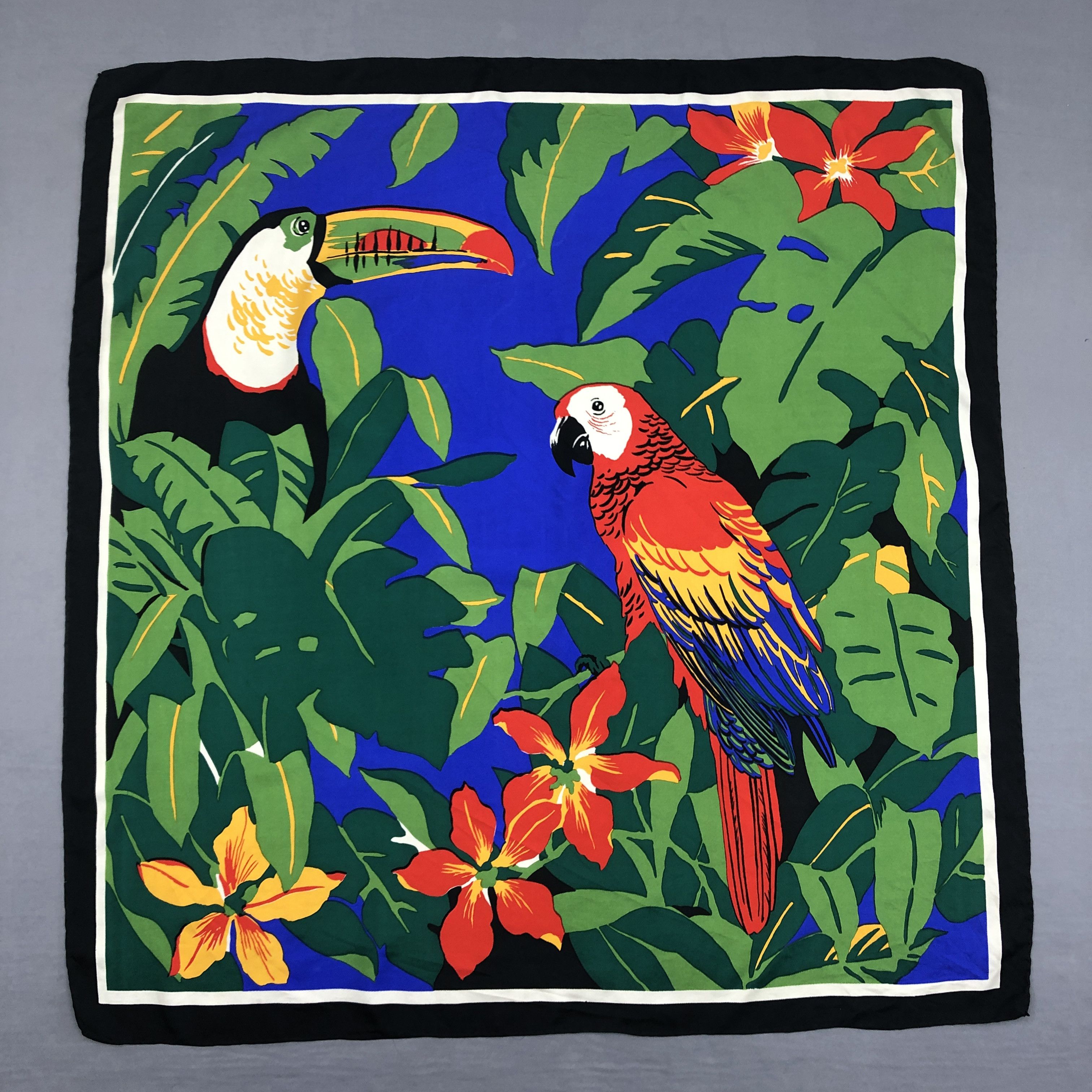 Other × Vintage Vintage Parrots SILK Scarf Twill Stole Wraps Scarves Size ONE SIZE - 1 Thumbnail