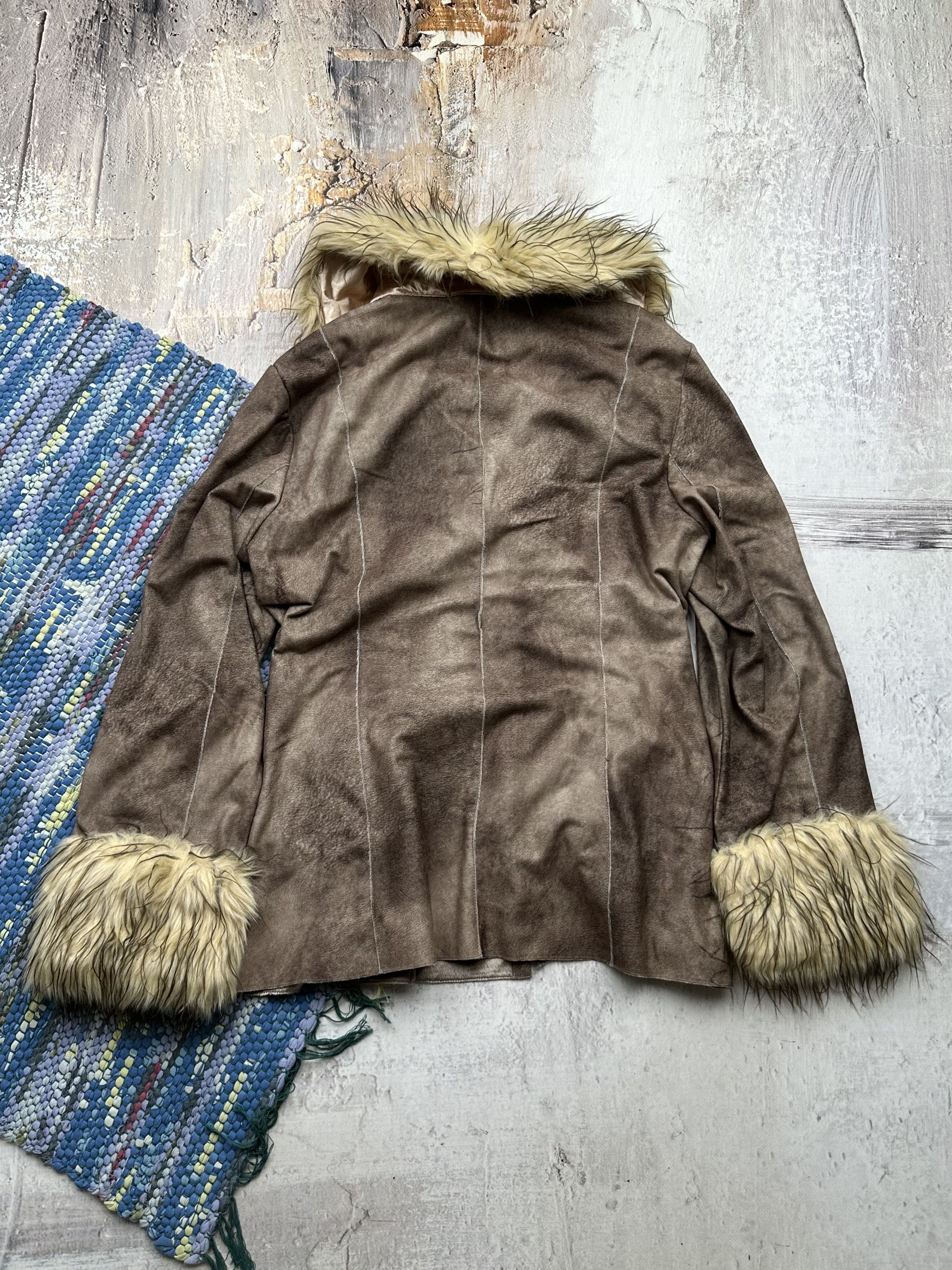 Japanese Brand Vintage Faded Coat With Faux Fur Details D15A722(480) Size M / US 6-8 / IT 42-44 - 5 Thumbnail