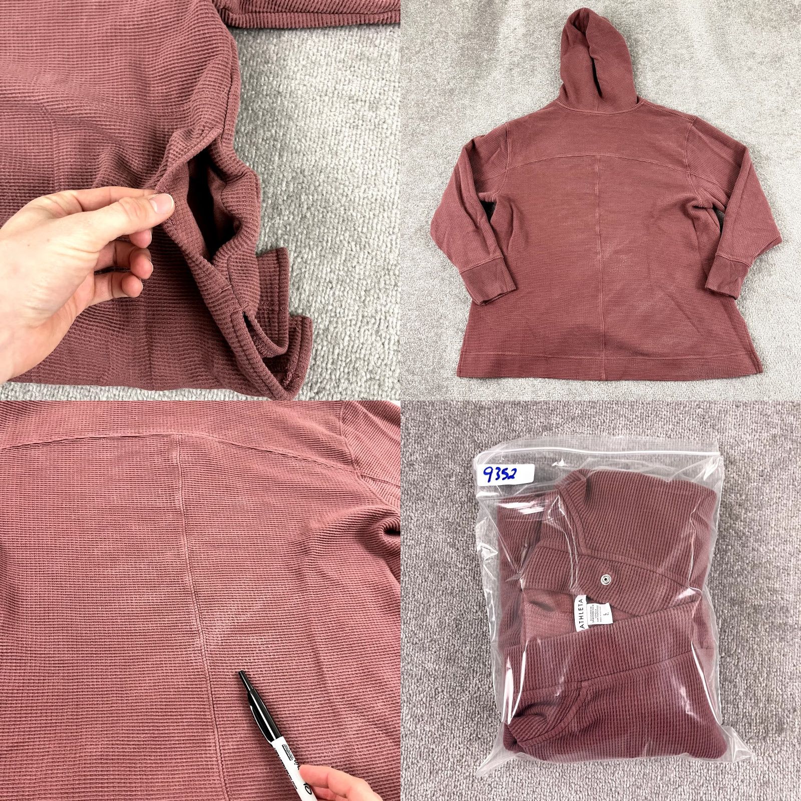 Athleta ATHLETA Jacket Womens Large Washed Pink Coaster Luxe Waffle Hoodie Pullover Gym Jacket Size L / US 10 / IT 46 - 8 Thumbnail
