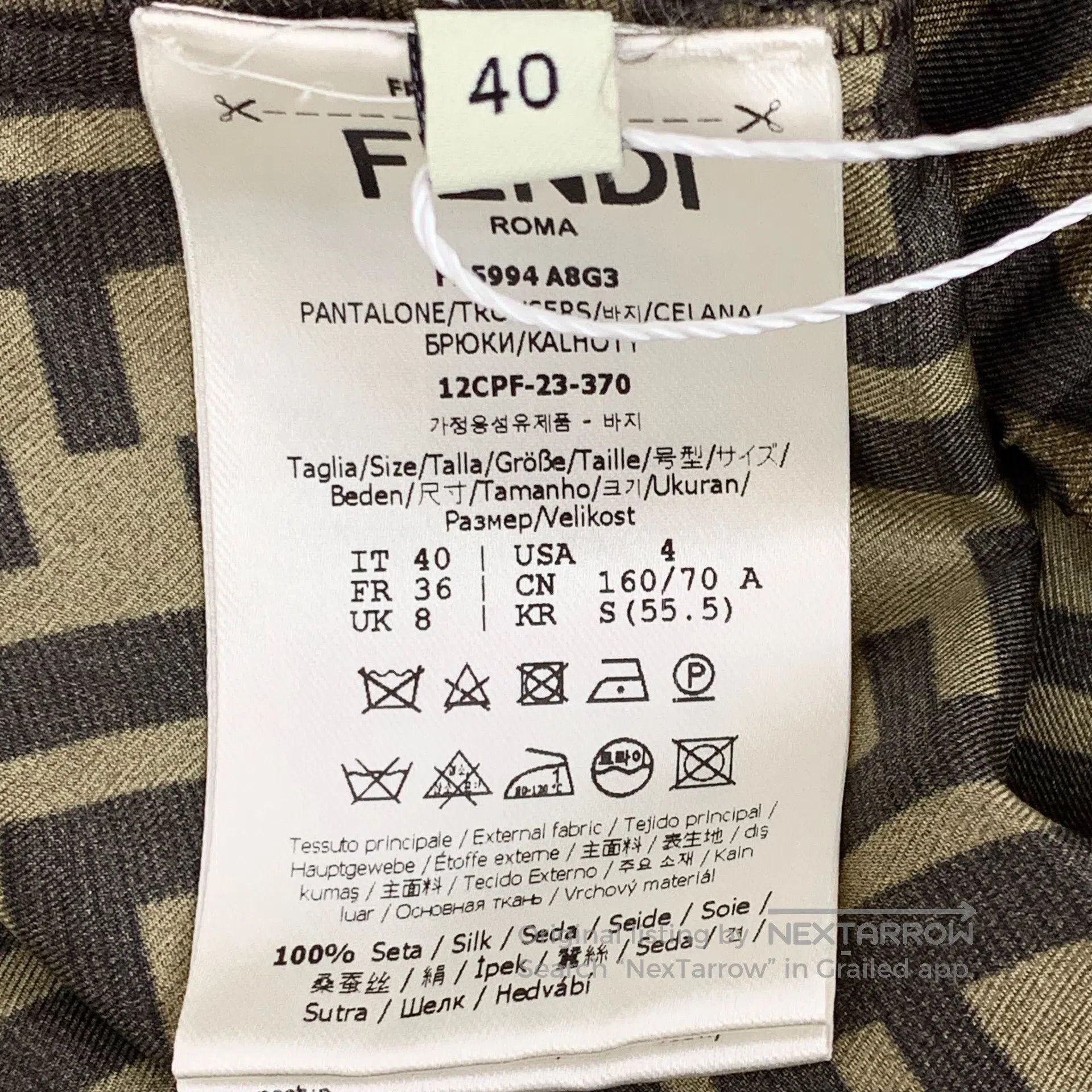 Fendi FENDI Dark Brown Double F Monogrammed Silk Casual Trousers Size US 40 / EU 56 - 6 Thumbnail