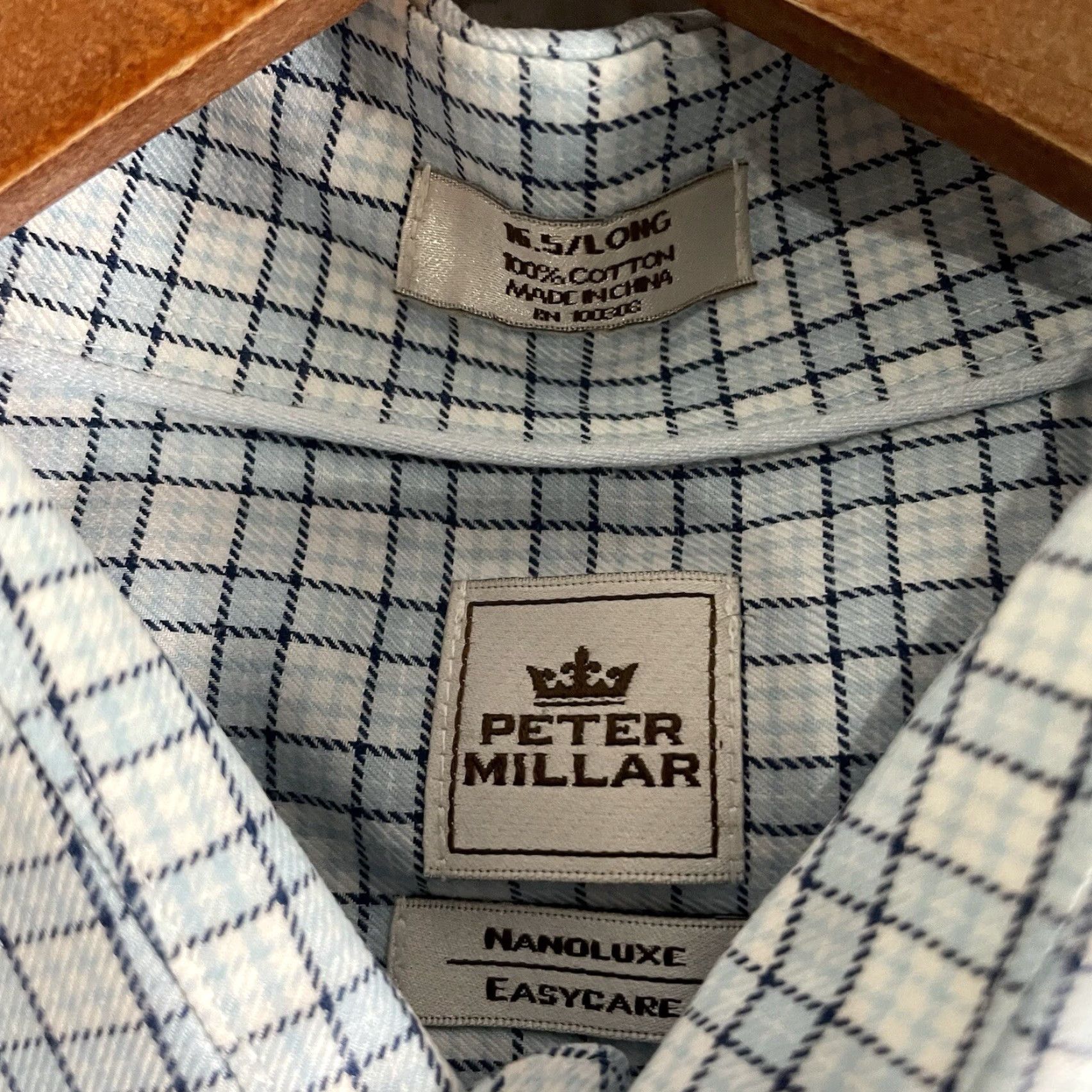 Peter Millar Peter Millar Plaid Blue Long Sleeve Button-Down Dress Shirt Mens Size 16.5 Size 46R - 4 Thumbnail