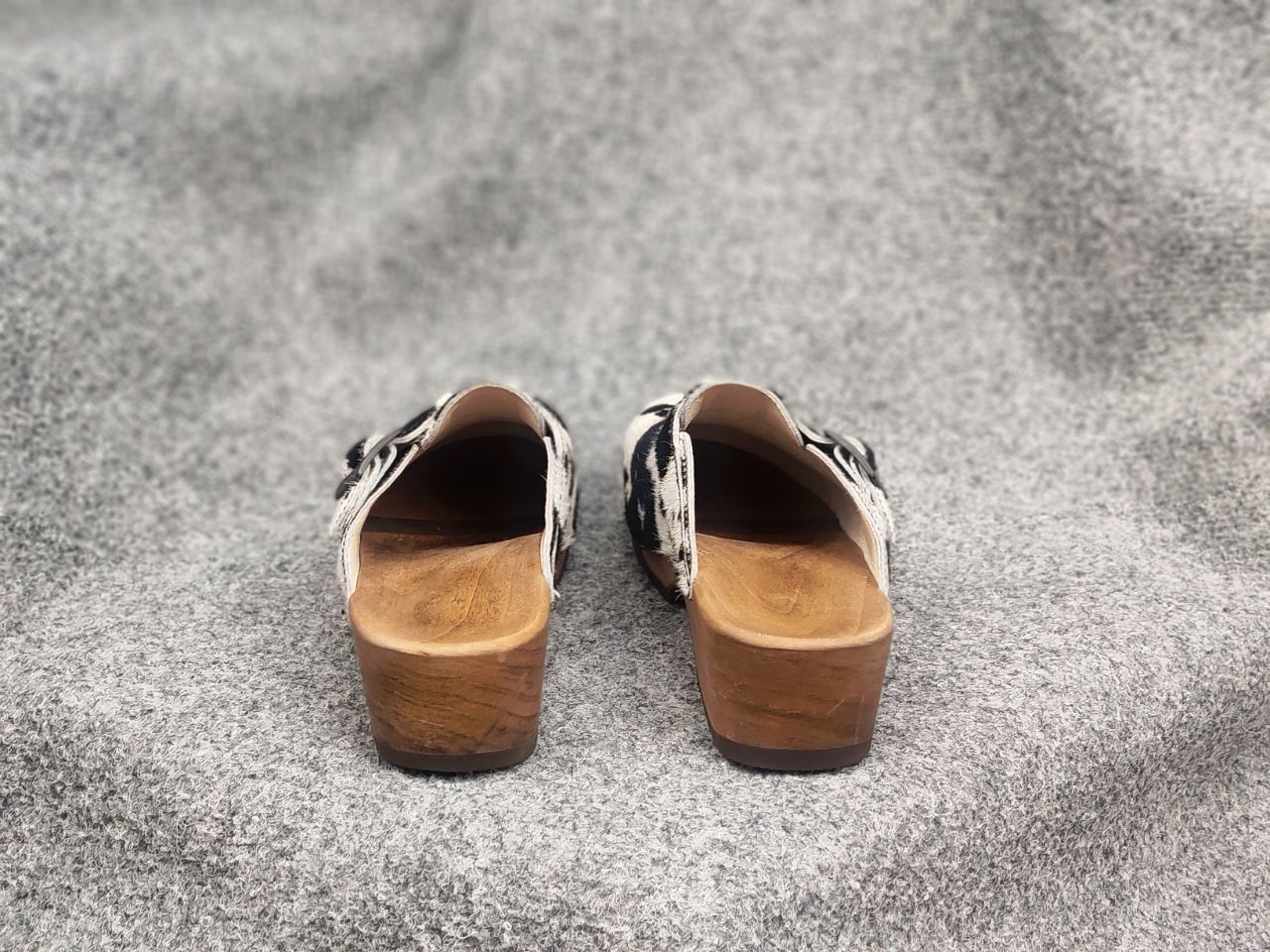 Woody Design Manu Fur W' Leather cowhide Clogs mules Shoes