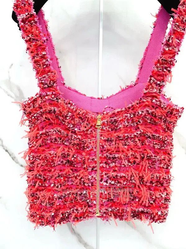 Balmain Balmain Summer Red Polyester Women’s Cropped T-shirt . Size S / US 4 / IT 40 - 6 Thumbnail