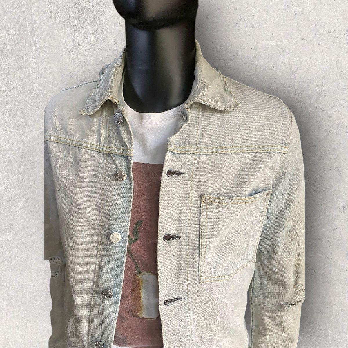 Helmut Lang Vintage Broken Denim Slim Jacket Mid Wash Size US S / EU 44-46 / 1 - 3 Thumbnail