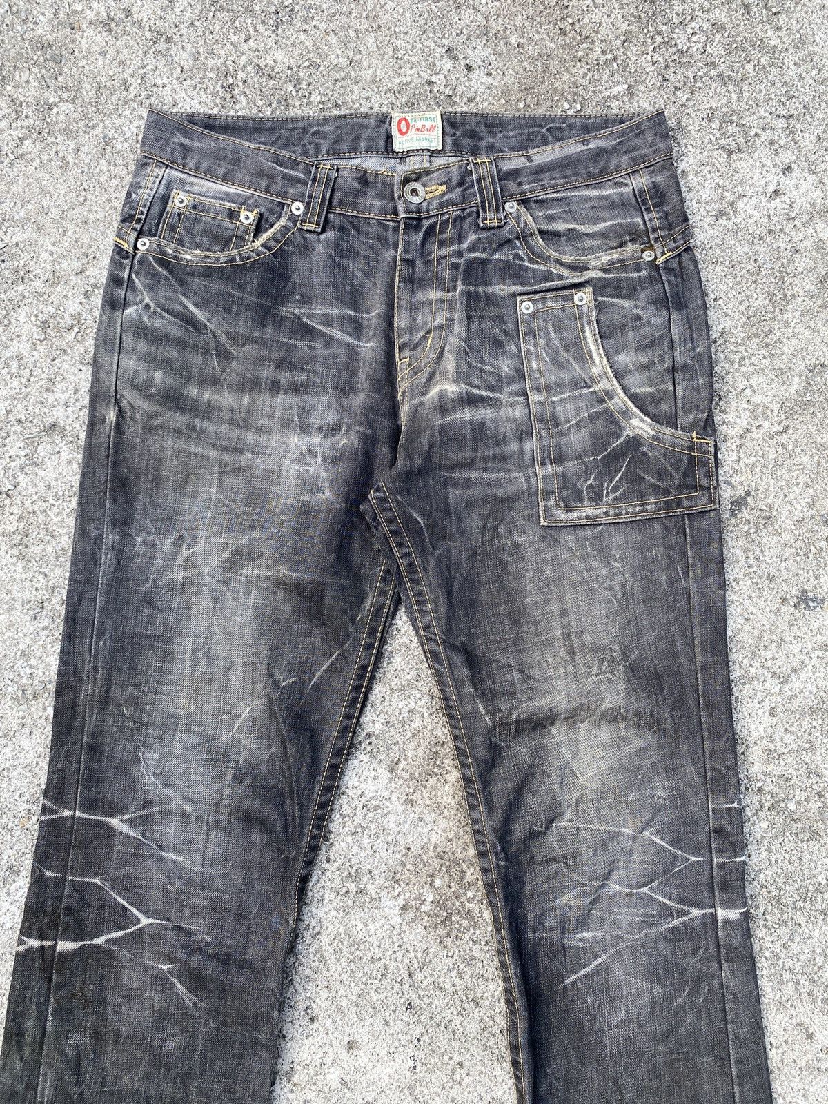 If Six Was Nine × Japanese Brand × Tornado Mart Ozz First Pinball Distressed Claw Marks Slim Flare Denim Size US 30 / EU 46 - 3 Thumbnail