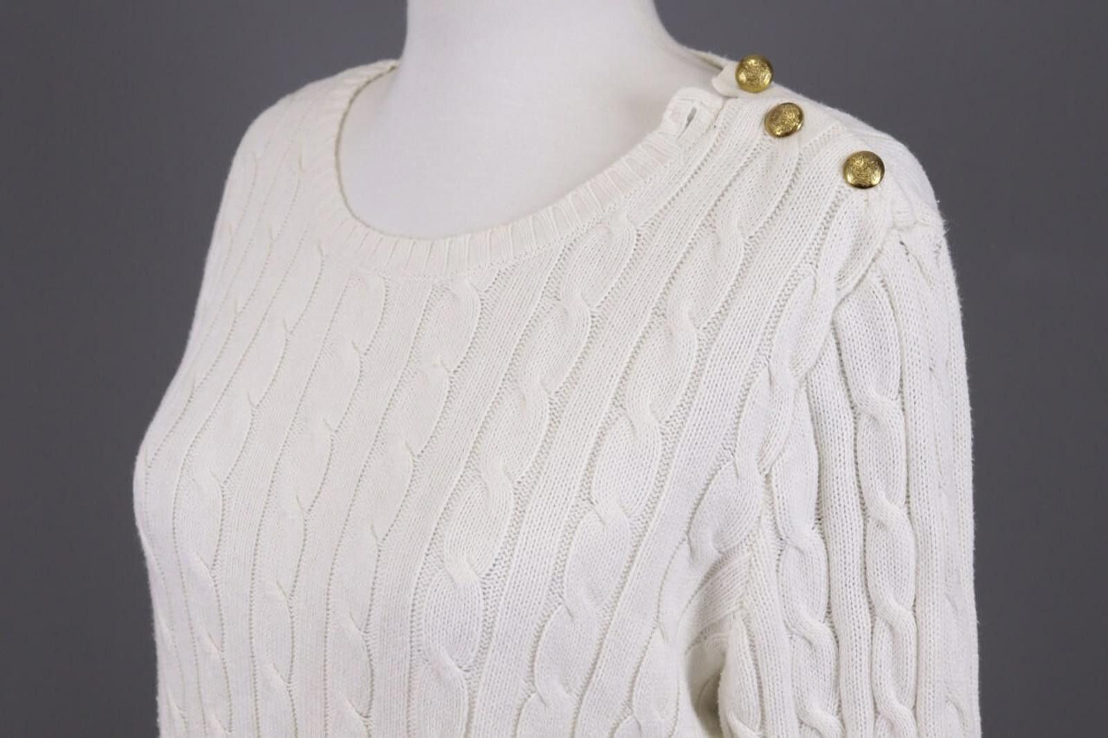 Lauren Ralph Lauren Lauren Ralph Lauren White Cable Knit Sweater Size L Size L / US 10 / IT 46 - 9 Thumbnail