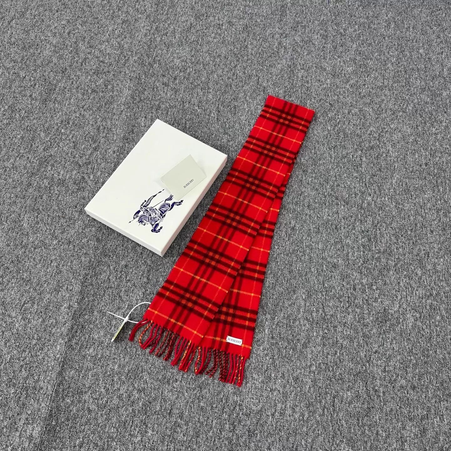 Burberry Burberry 26 Red Colorblock Check Cashmere Scarf 99New Size ONE SIZE - 1 Thumbnail