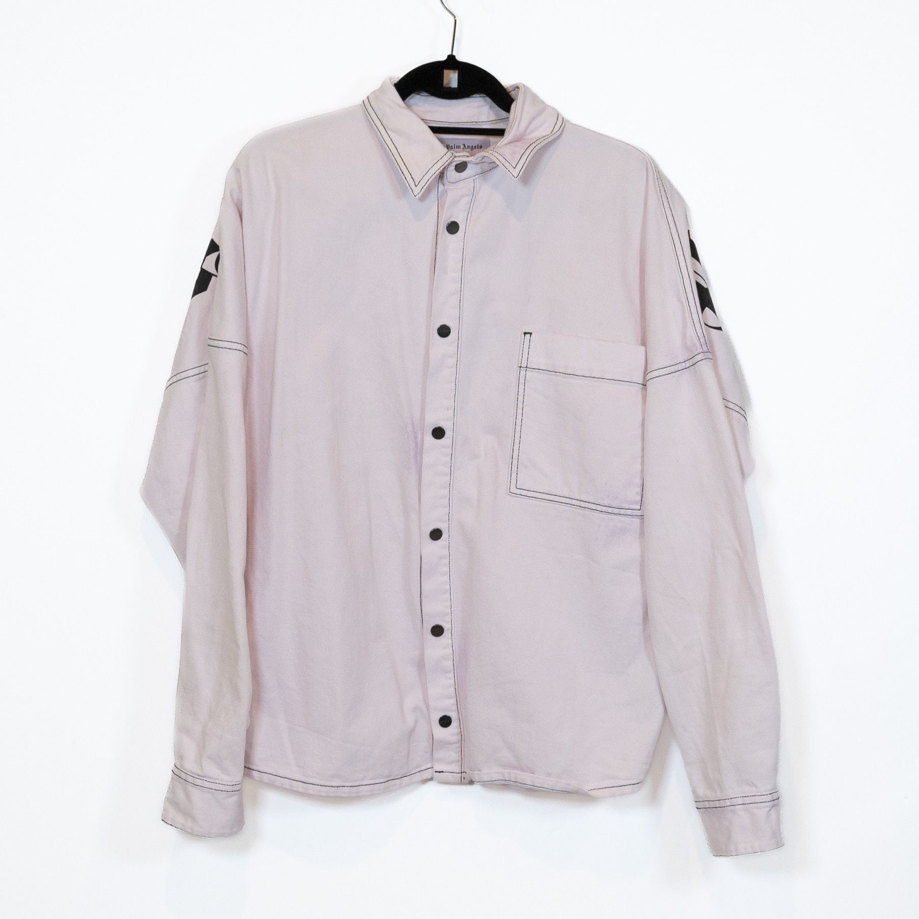 Palm Angels Palm Angels Cotton Back Logo Print Snap Front Size S / US 4 / IT 40 - 1 Thumbnail