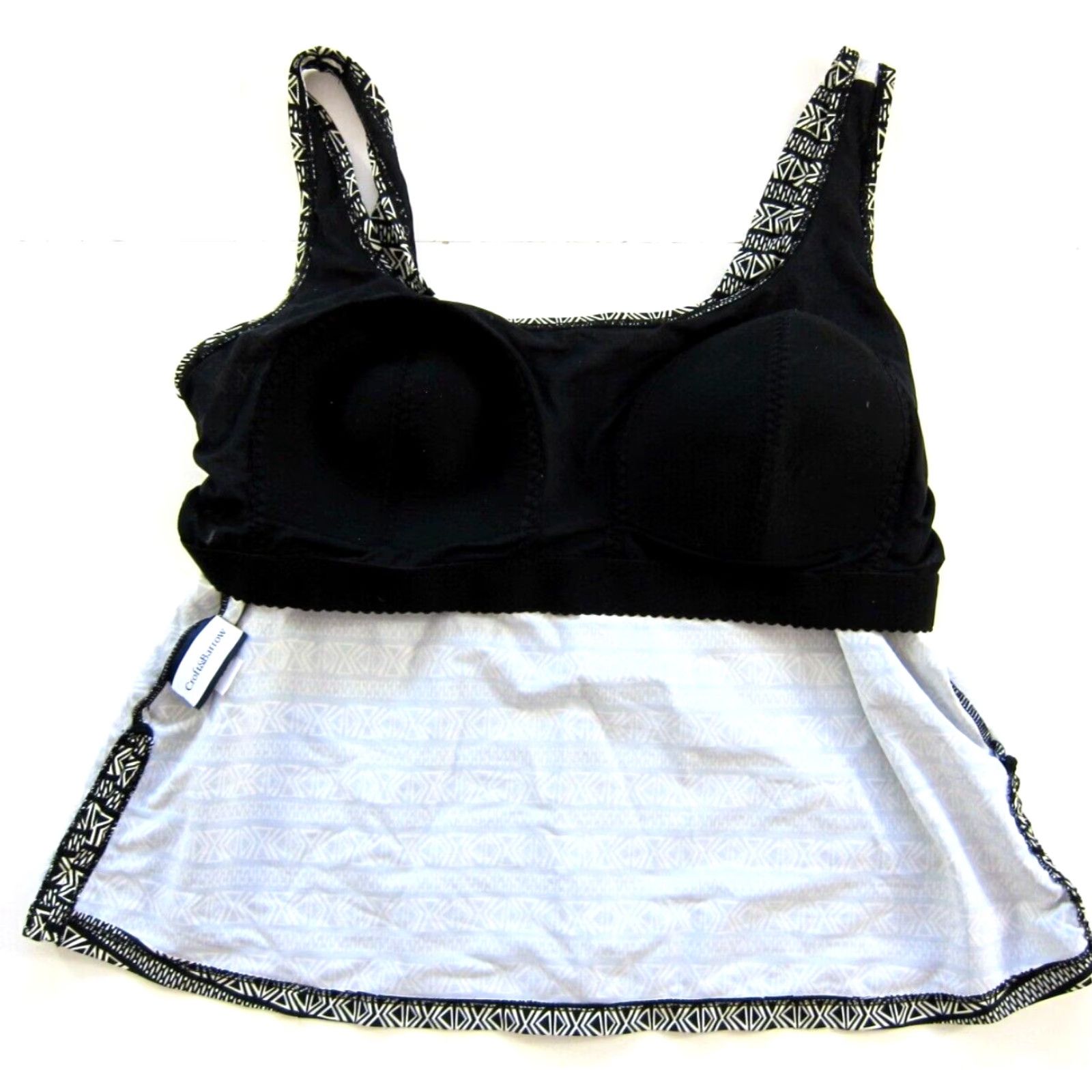 Croft & Barrow Croft&Barrow Black White Geometric Padded Built In Bra Tankini Swim Top 22W Size 3XL / US 20-22 - 6 Thumbnail