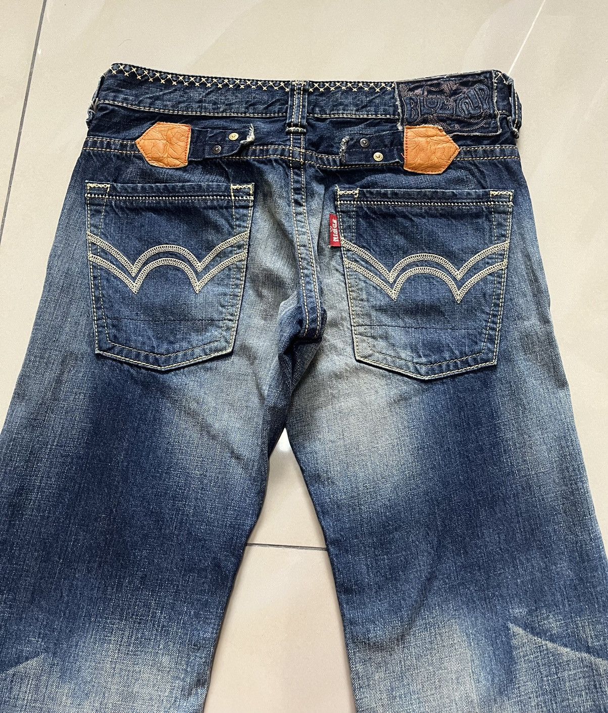 Edwin Flare Jeans Edwin blue trip distressed faded low rise F1 Size US 31 - 12 Thumbnail
