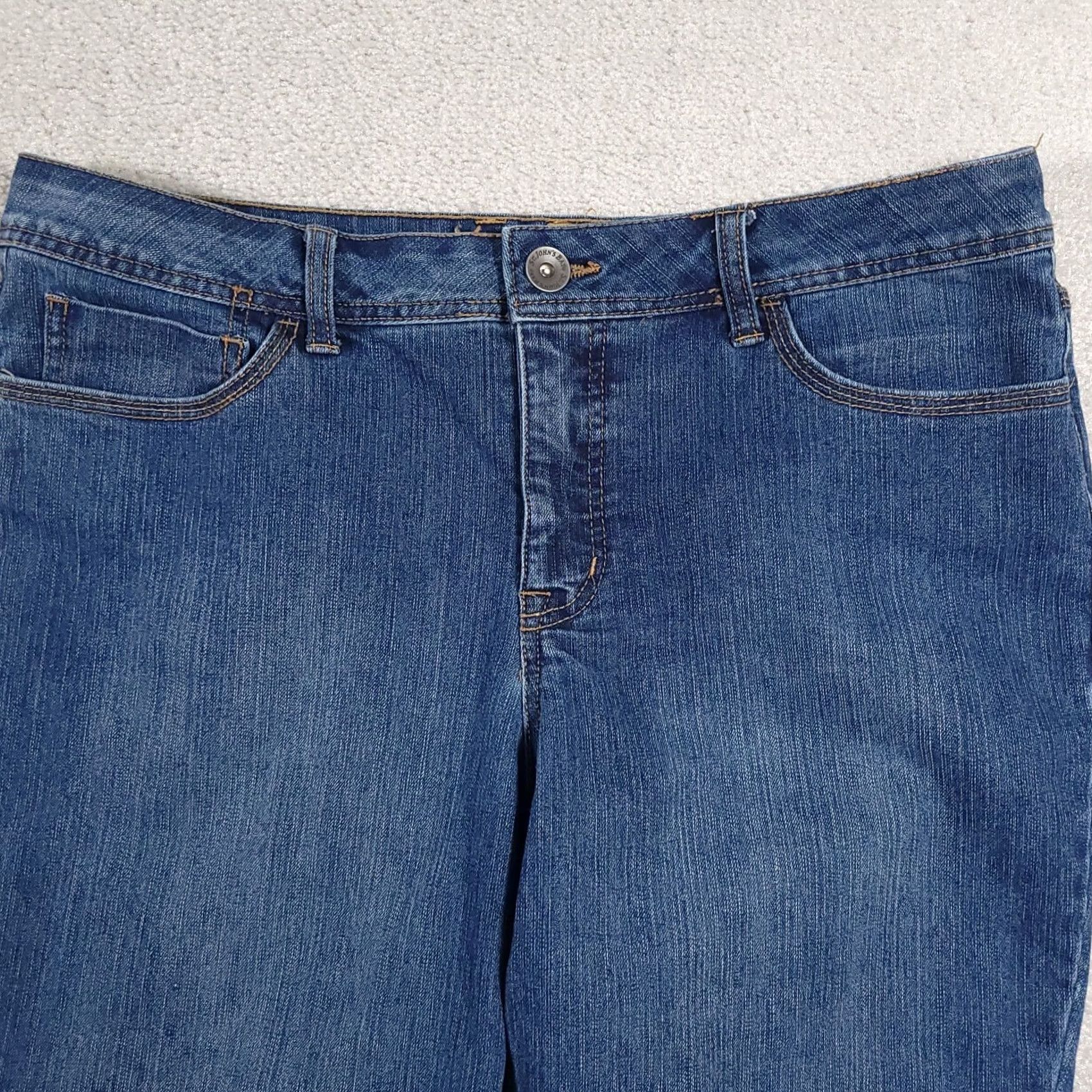Vintage St John's Bay Women's 14 Capri Pants Denim Stretch Blue Jeans Back Flap Pockets 90s Size 36" / US 14 / IT 50 - 3 Thumbnail