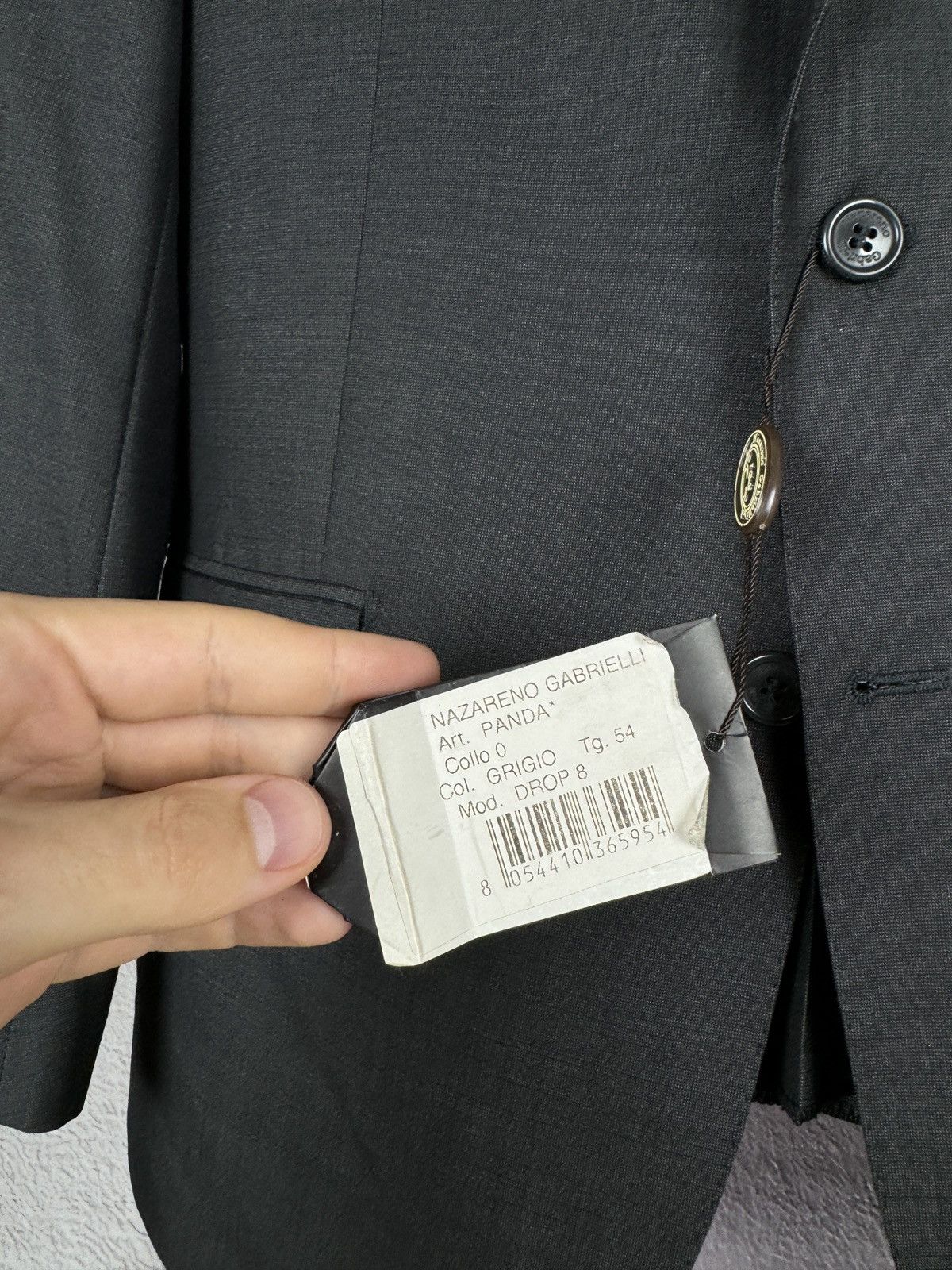 Nazareno Gabrielli BNWT Nazareno Gabrielli 2 pcs Panda grey 2 button wool suit Size 44R - 8 Thumbnail
